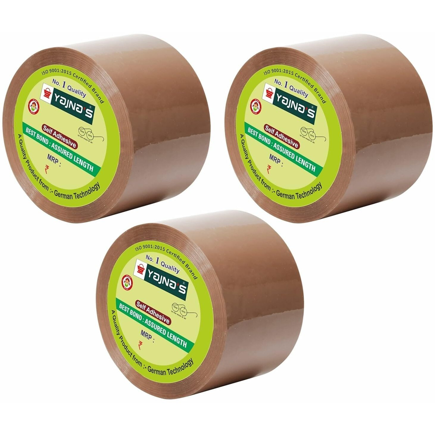 Yajnas 72Mm X 200 Meters, 3 Inch, Pack Of 3, Brown Bopp Self-Adhesive High-Strength Packing Tape Rolls | E-Commerce Packaging For Home, Office & Box