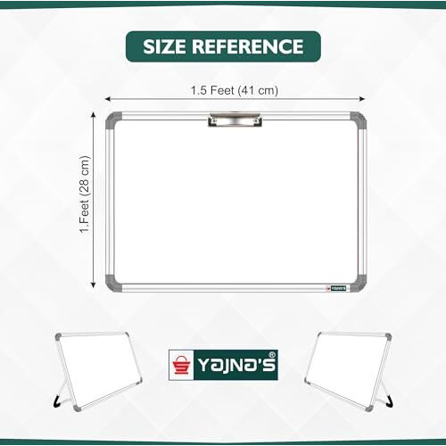 Yajnas Porcelain White Board Desktop 1X1.5 Feet Whiteboard With Stand | Desktop Whiteboard | Standing Whiteboard With Paper Clip For Study, Memo, Daily Reminders, School And Office