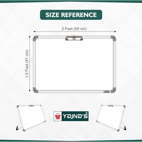 Yajnas Porcelain White Board Desktop 1.5X2 Feet Whiteboard With Stand | Desktop Whiteboard | Standing Whiteboard With Paper Clip For Study, Memo, Daily Reminders, School And Office