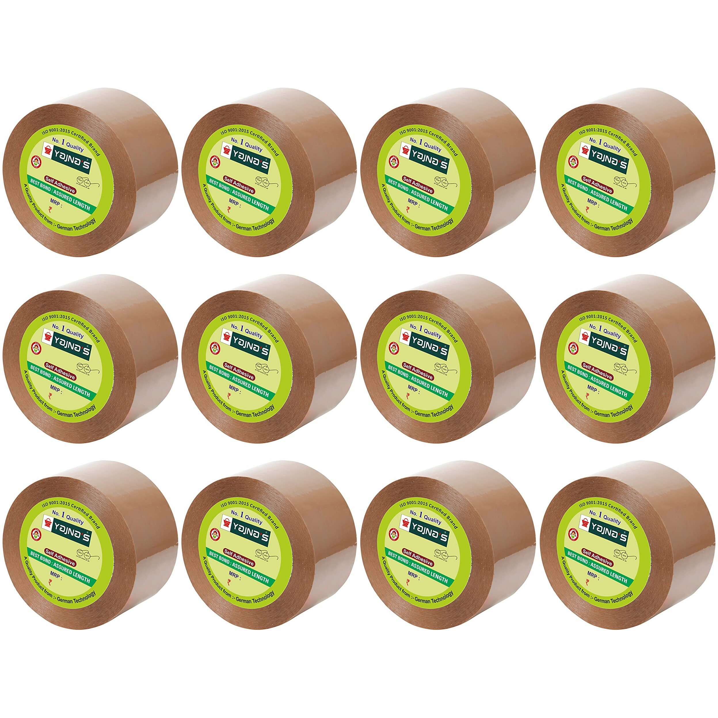 Yajnas 48Mm X 100 Meters, Pack Of 12, Brown Bopp Tape Self Adhesive High-Strength Packing Tape Rolls, Packaging Tape | Brown Cello Tape | E Commerce Packaging Tape For Home, Office Use & Box Packaging