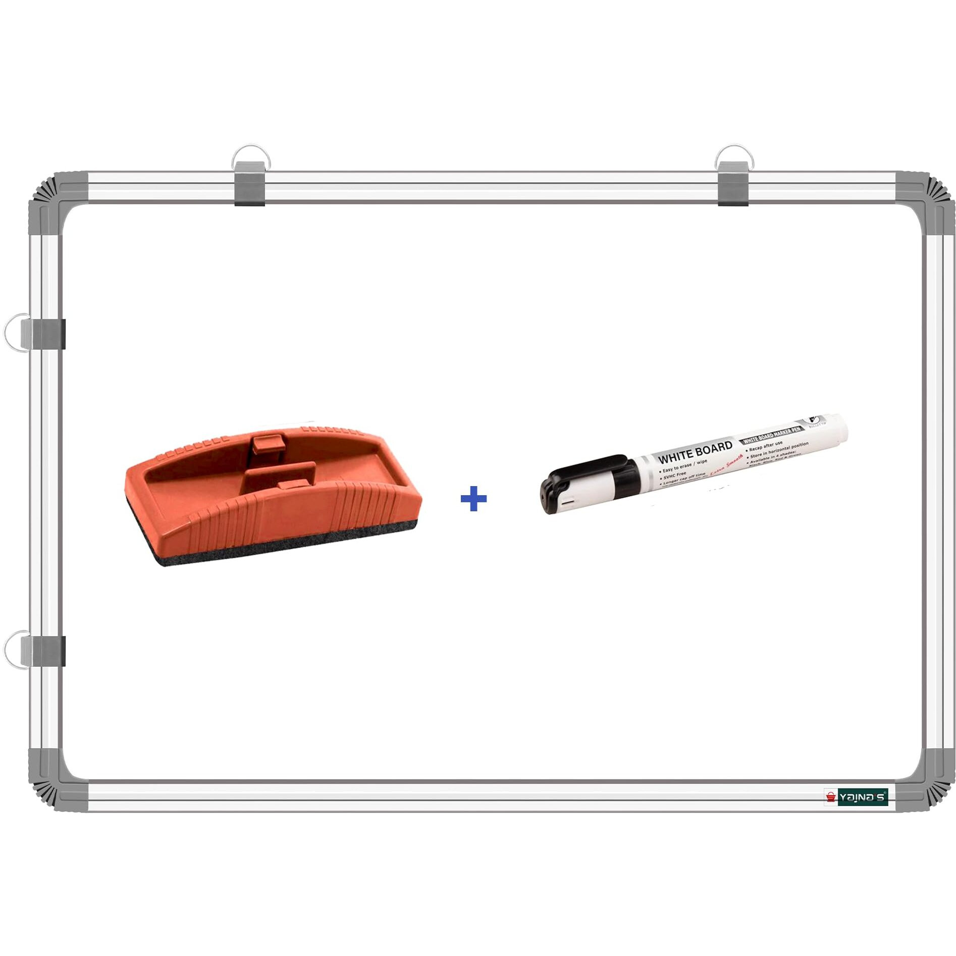 Yajnas Non-Magnetic 1.5X3 Feet Double Sided Whiteboard & Chalkboard Both Side Writing Board With 1 Marker And 1 Duster - Set Of 3 Items