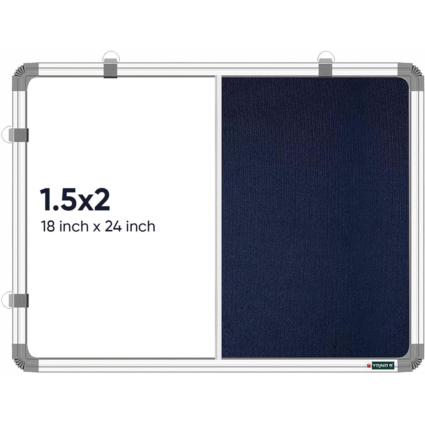 Yajnas 1.5X2 Feet Premium Combination Board (Non - Magnetic Whiteboard With Blue Pin-Up Board/Notice Board/Bulletin Board) For Home, Office And School Use. Heavy-Duty Aluminium Frame (Pack Of 1)