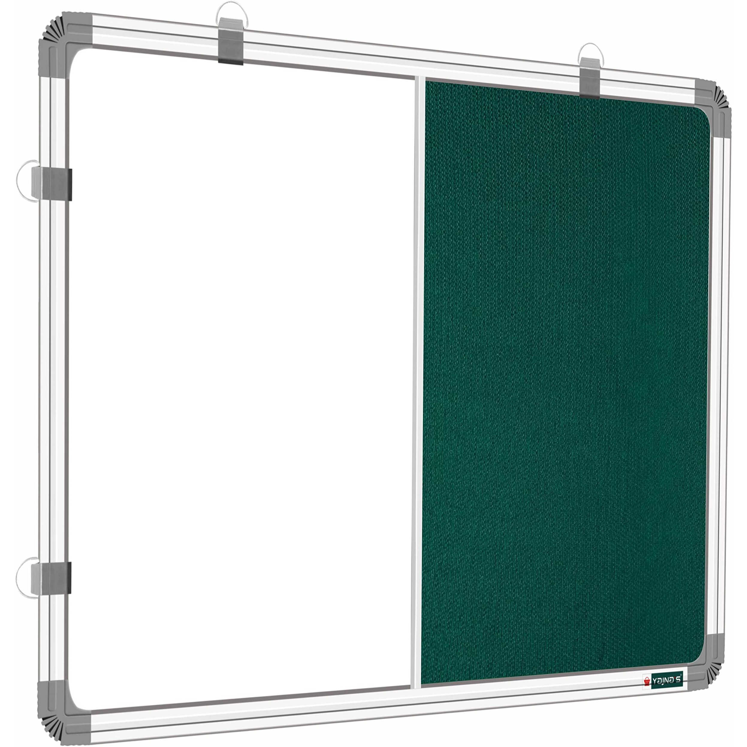 Yajnas 2X3 Feet Premium Combination Board (Non - Magnetic Whiteboard With Green Pin-Up/Notice Board) For Home, Office And School Use. Heavy-Duty Aluminium Frame (Pack Of 1 Board)| Colour - Green