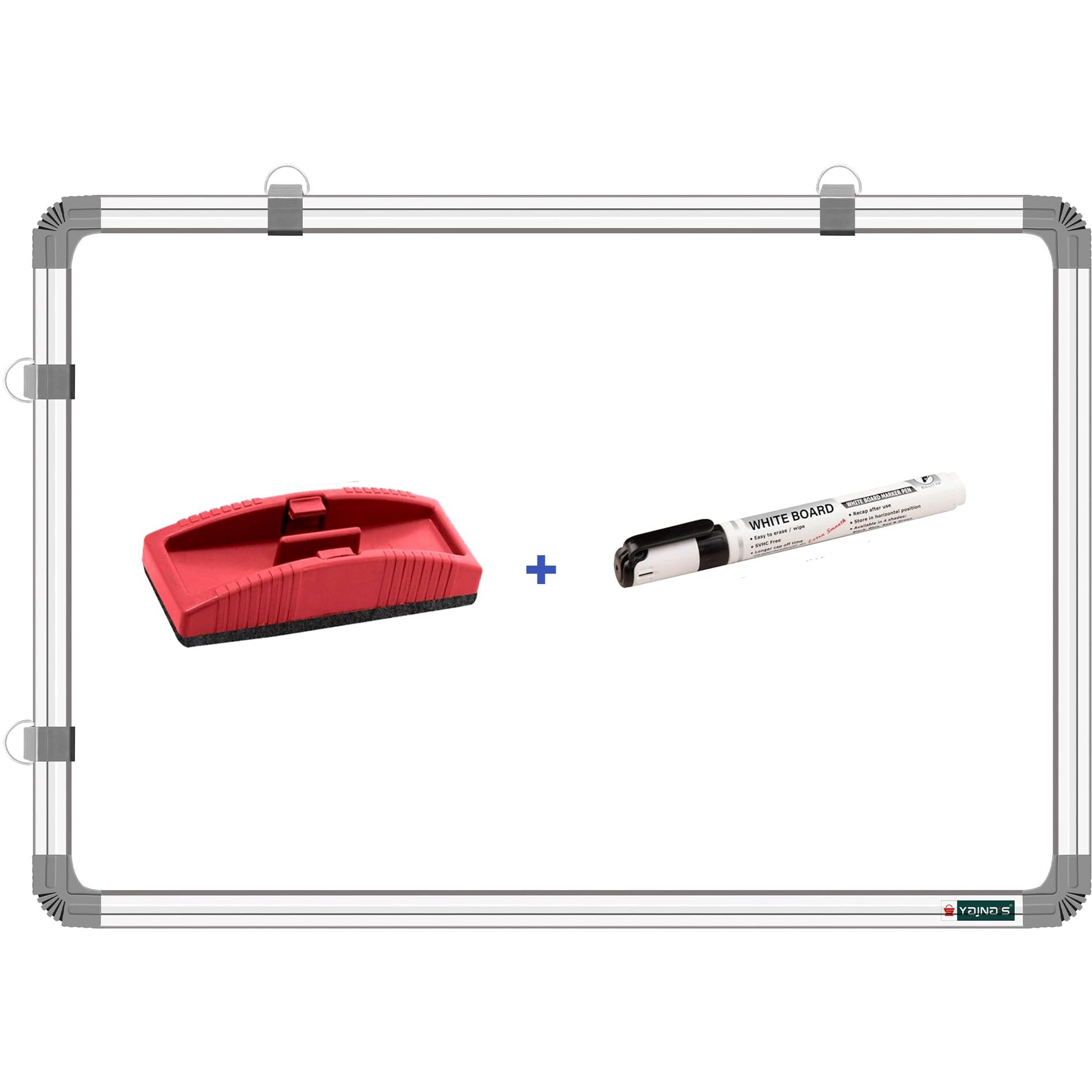 Yajnas White Board 3 Feet X4 Feet (90X122 Cm) Non Magnetic Double Sided Whiteboard & Chalkboard Both Side Writing Board With 1 Marker And 1 Duster - Set Of 3 Items