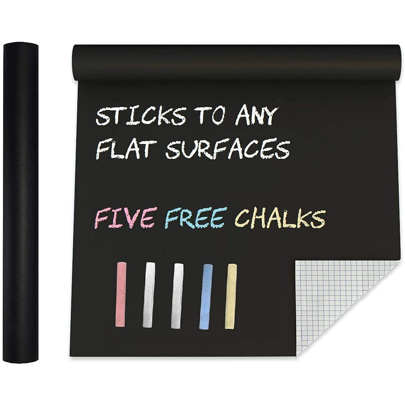 Yajnas Black Board (45X200Cm) Wall Sticker Removable Decal Blackboard Chalkboard With 5 Chalks For Home School Office College Room Kitchen Kids