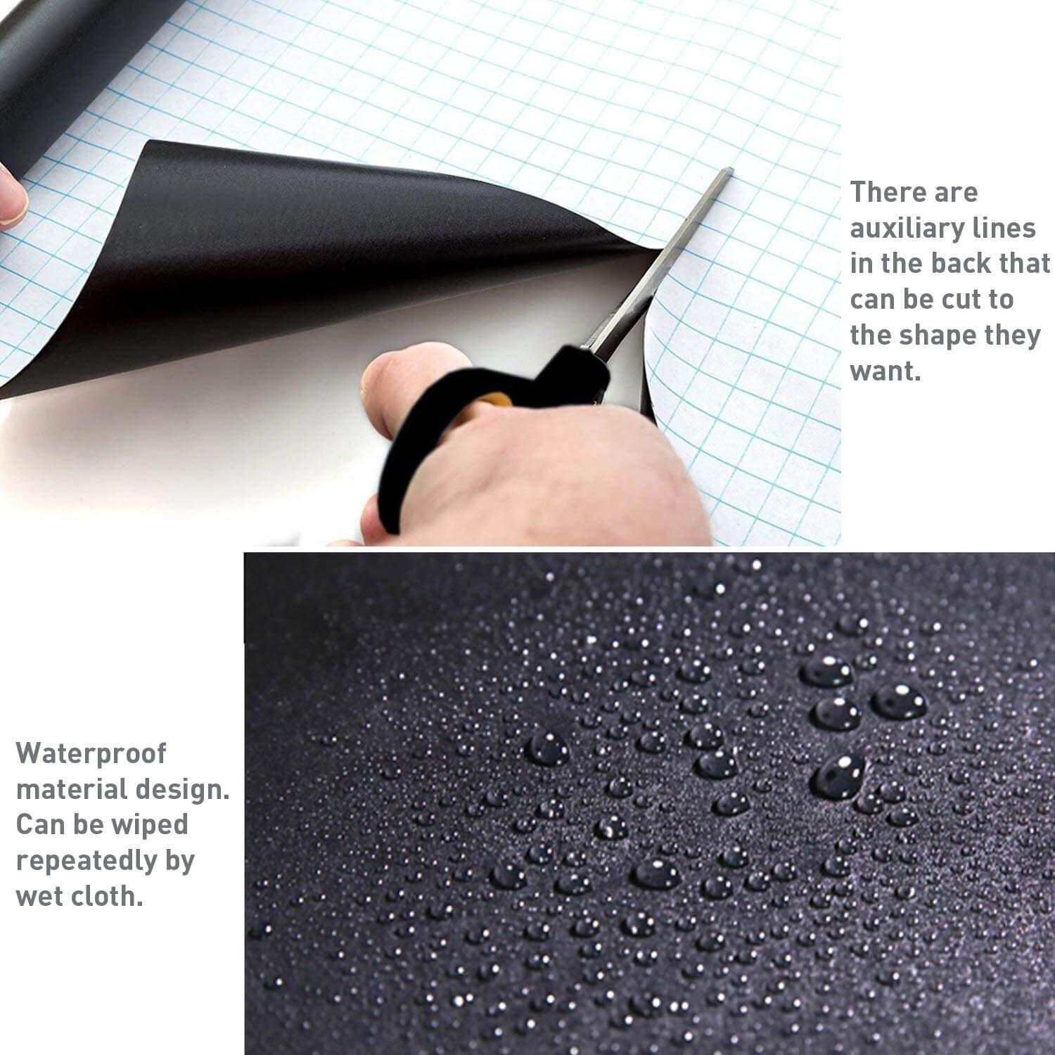 Yajnas Black Board (45X200Cm) Wall Sticker Removable Decal Blackboard Chalkboard With 5 Chalks For Home School Office College Room Kitchen Kids