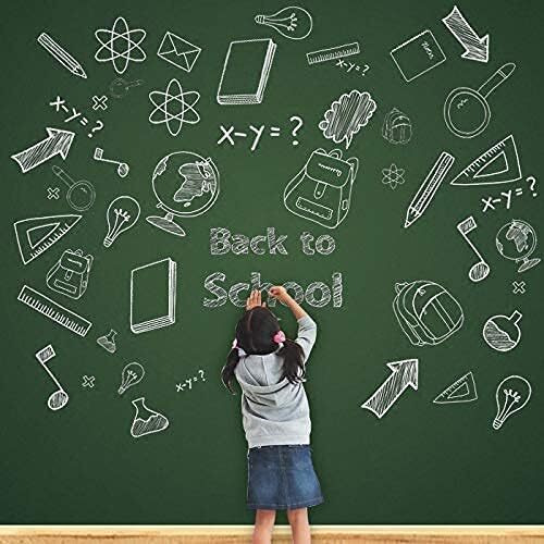 Yajnas Vinyl Green Chalkboard Wall Sticker 1.5 X 2 Feet | Removable Chalkboard With 5 Chalks, Self-Adhesive Waterproof Blackboard For Home, School, Office, Kitchen, Kids Room, Writable & Reusable
