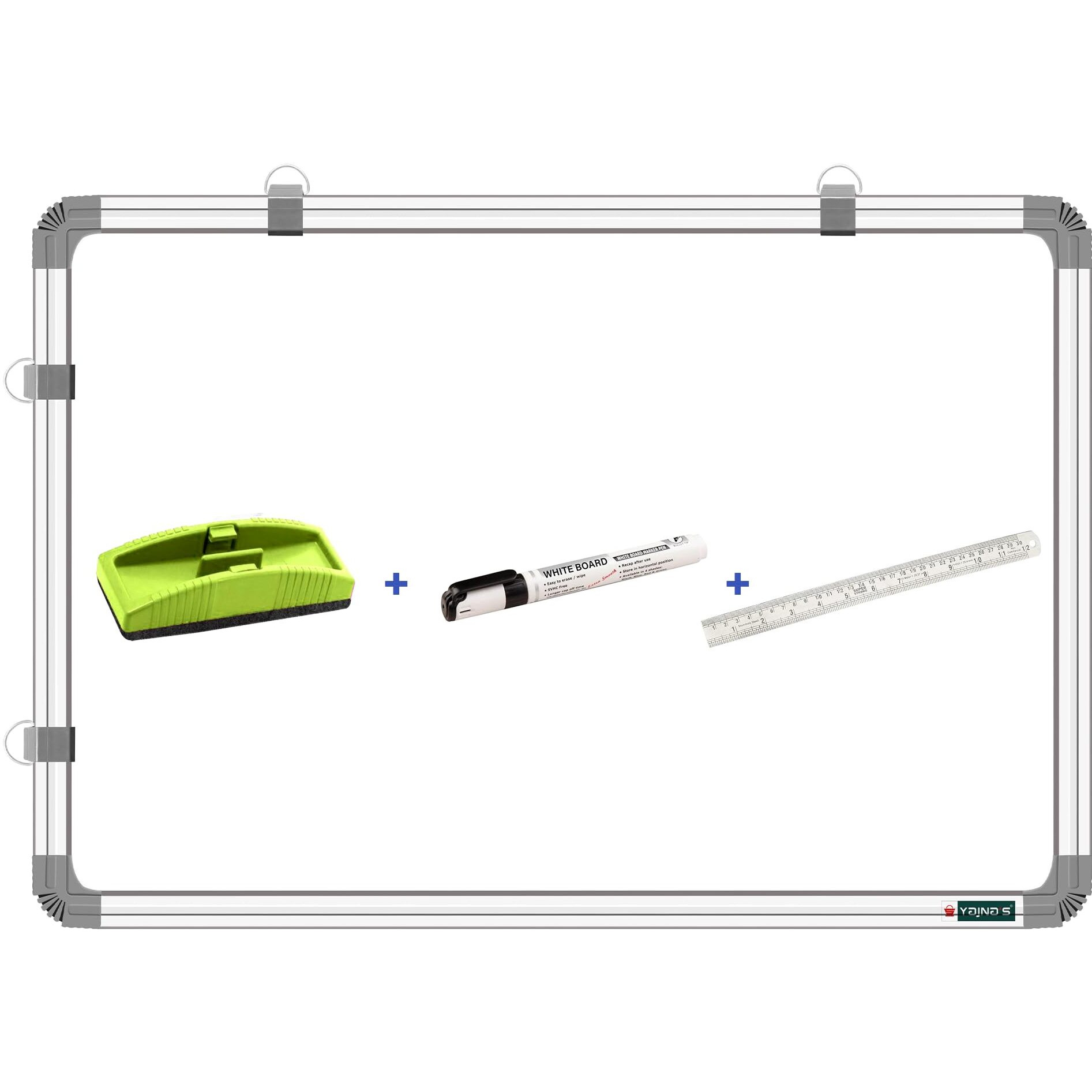 Yajnas Non Magnetic 1.5X3 Feet Double Sided White Board And Chalk Board Both Side Writing Boards, One Side White Marker And Reverse Side Chalk Board Surface (Pack Of 4 Items)