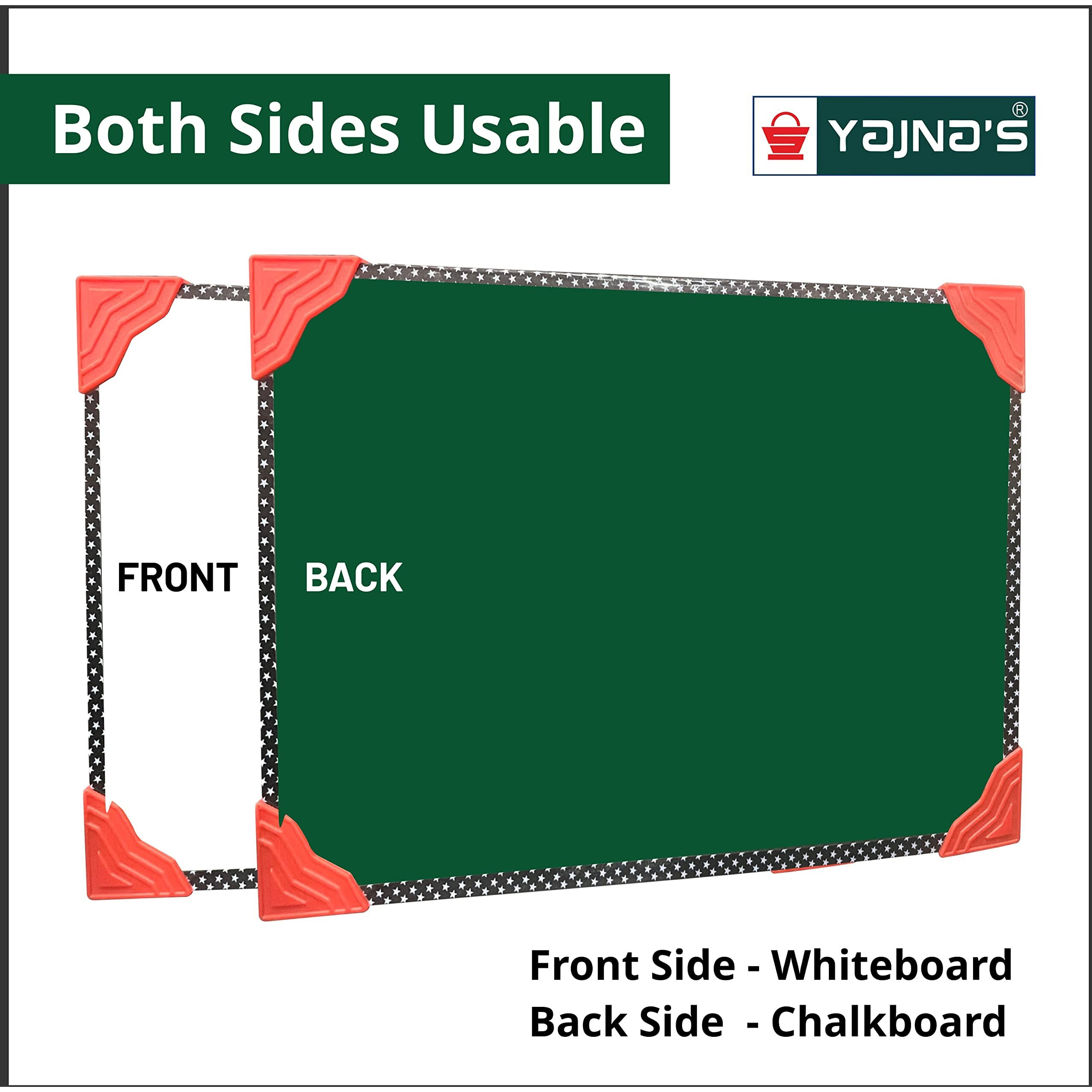 Yajnas Non Magnetic 8 Inch X 11 Inch Double Sided White Board And Chalk Board Both Side Writing Boards, One Side White Surface And Reverse Side Green Surface (8X11 Inches (Pack Of 2)