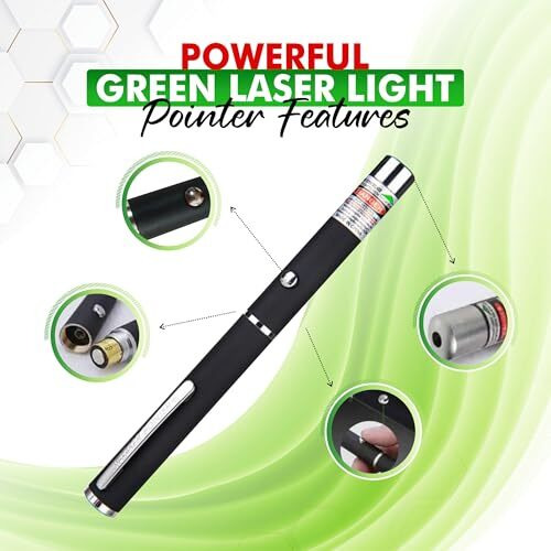 Yajnas Green Laser Presentation Pointer Party Pen With Disco Lights, Up To 2000 Meters Range, And 2 Aaa Cells (Battery Included)