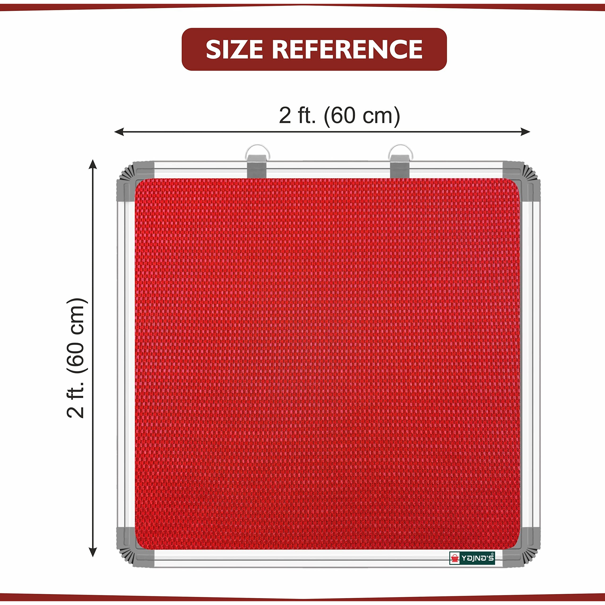 Yajnas 2 X 2 Feet Premium Material Notice Pin-Up Board/Pin-Up Board/Soft Board/Bulletin Board/Pin-Up Display Board For Office, Home And School Uses, (Red, Pack Of 1)