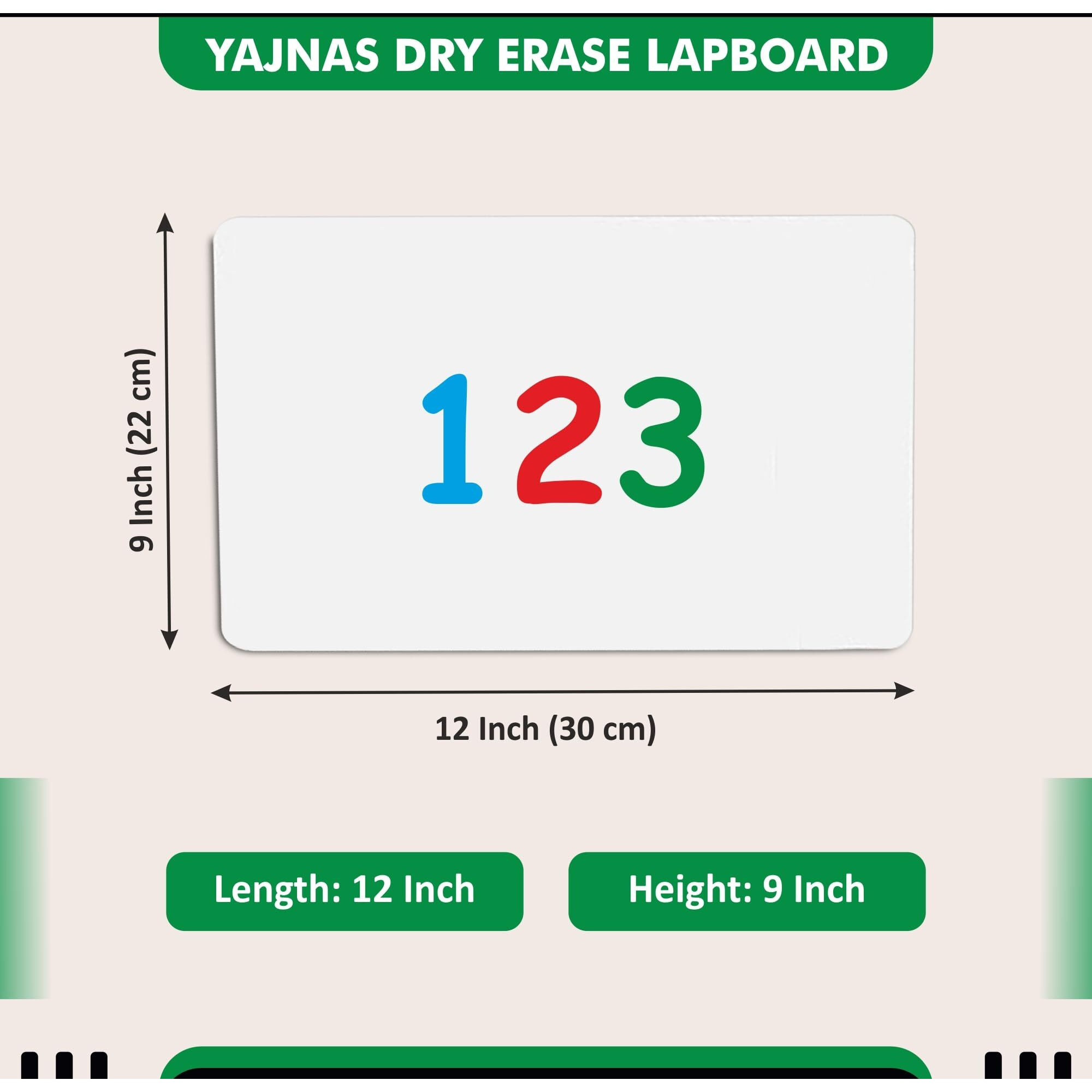 Yajnas 9X12 Inch Whiteboard Lapboard With Duster, 2 Markers Combo For Students, Kids - Dry Erase Lap Board Whiteboards - Pack Of 2 Lapboard