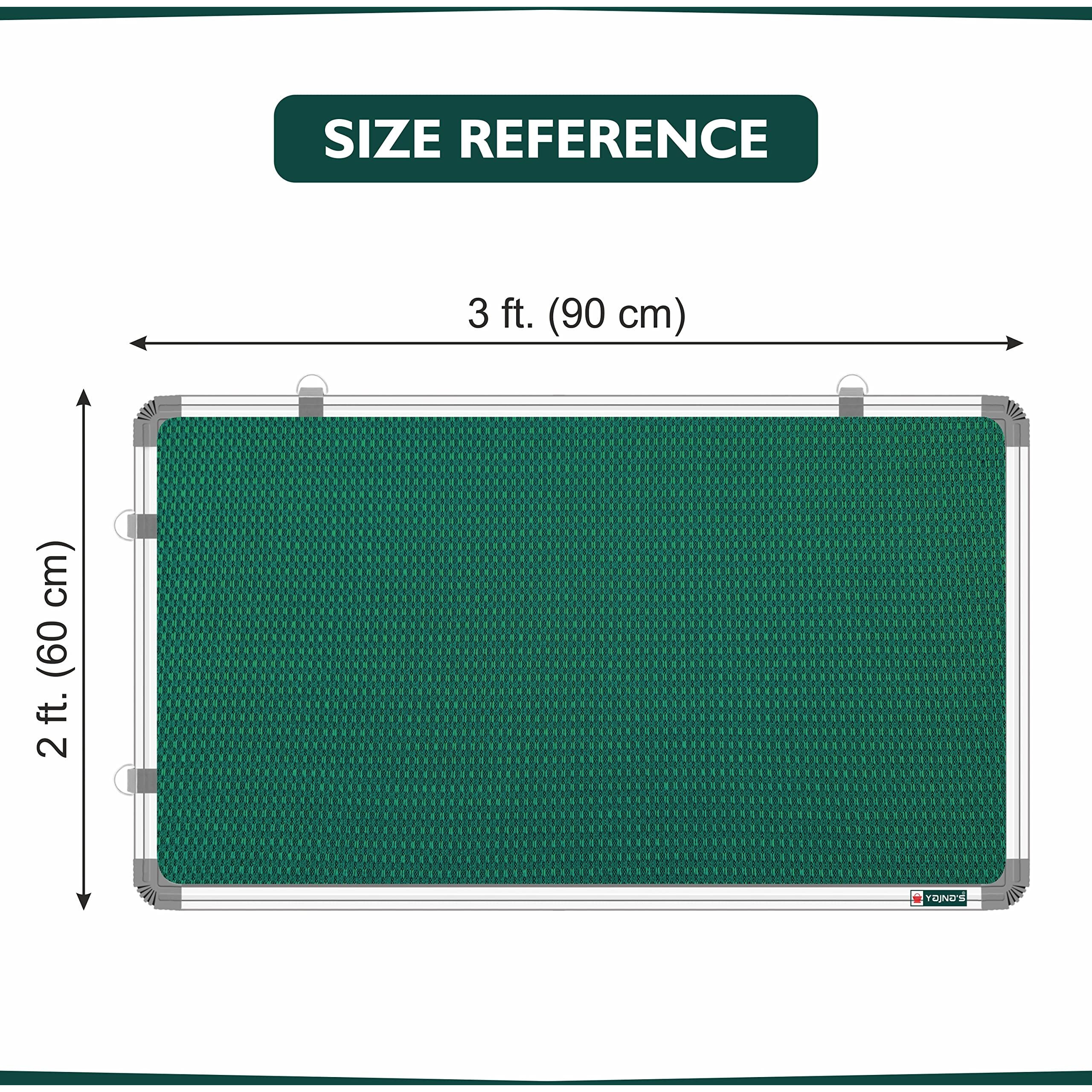 Yajnas Premium Notice And Pin Board - 60X90 Cm (2X3 Ft), Green (Pack Of 1), Soft Bulletin Board For Office, School And Home