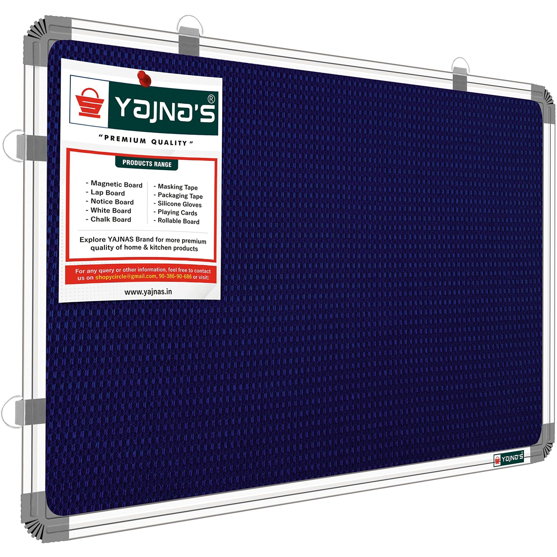 Yajnas Premium Material Notice Pin-Up Board/Soft Bulletin Display For Home, Office And School Uses (Blue, 3 X 2 Feet, Pack Of 1)
