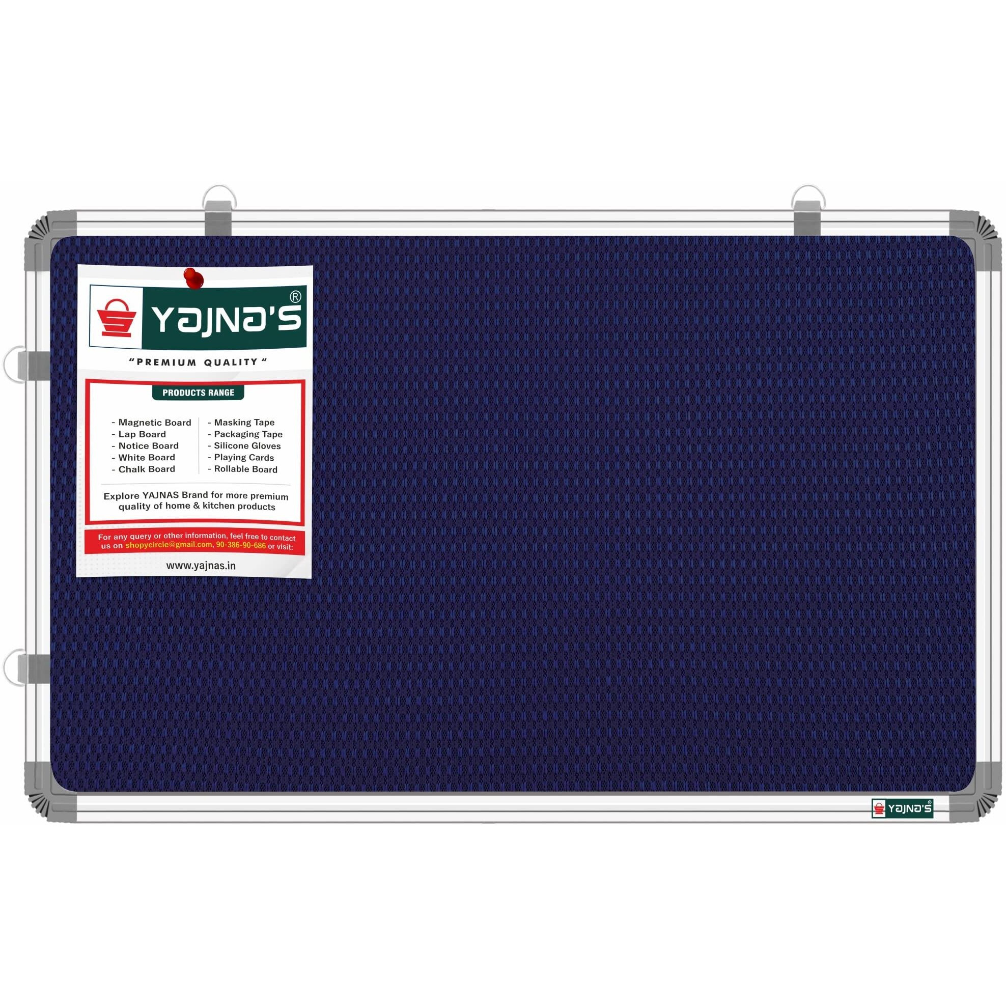 Yajnas 2X3 Feet (59X89 Cm) Premium Material Blue Color Notice Board/Soft Board/Bulletin Board/Pin-Up Display Board With 100 Pins For Study Room, Home, School & Office Use