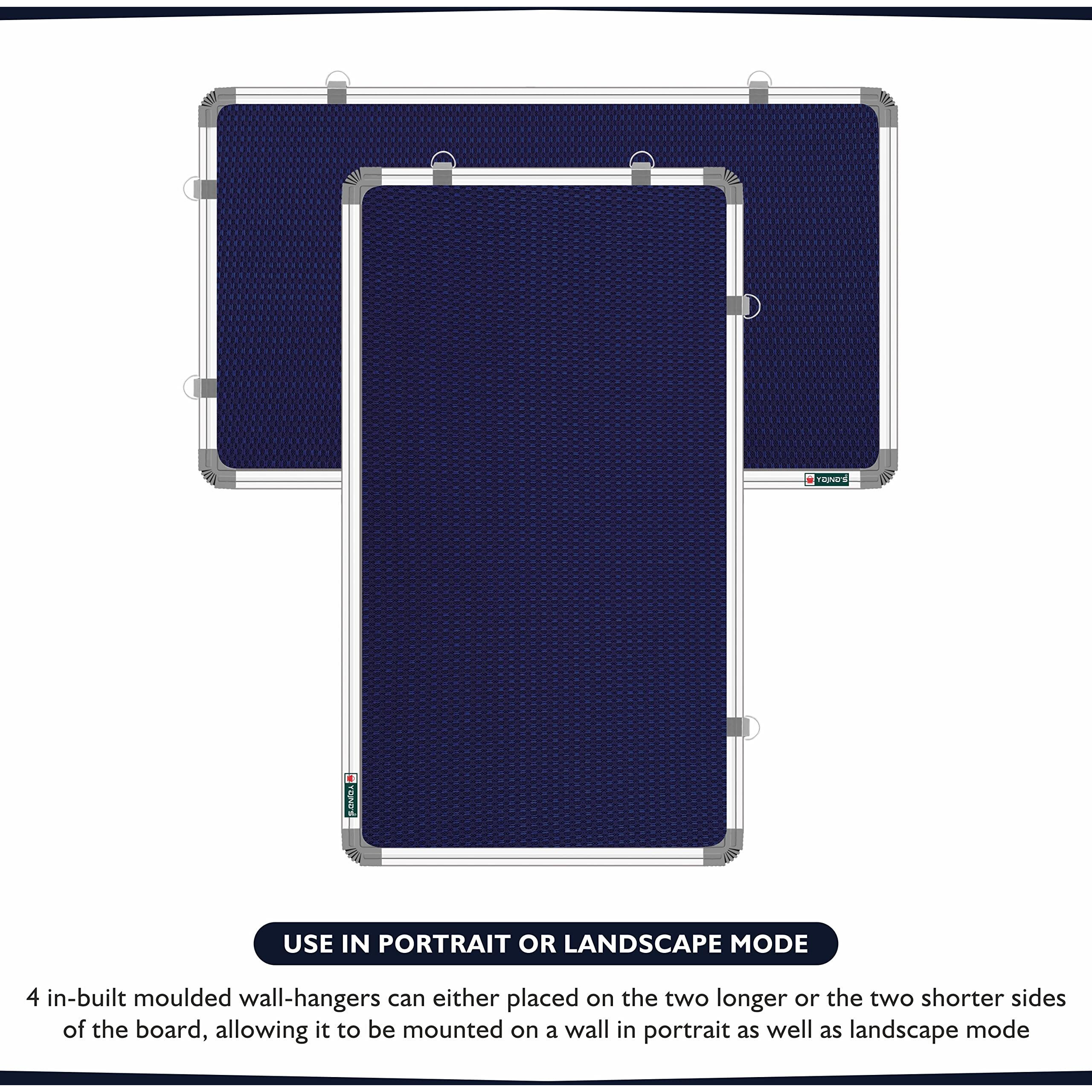 Yajnas 2X3 Feet (59X89 Cm) Premium Material Blue Color Notice Board/Soft Board/Bulletin Board/Pin-Up Display Board With 100 Pins For Study Room, Home, School & Office Use