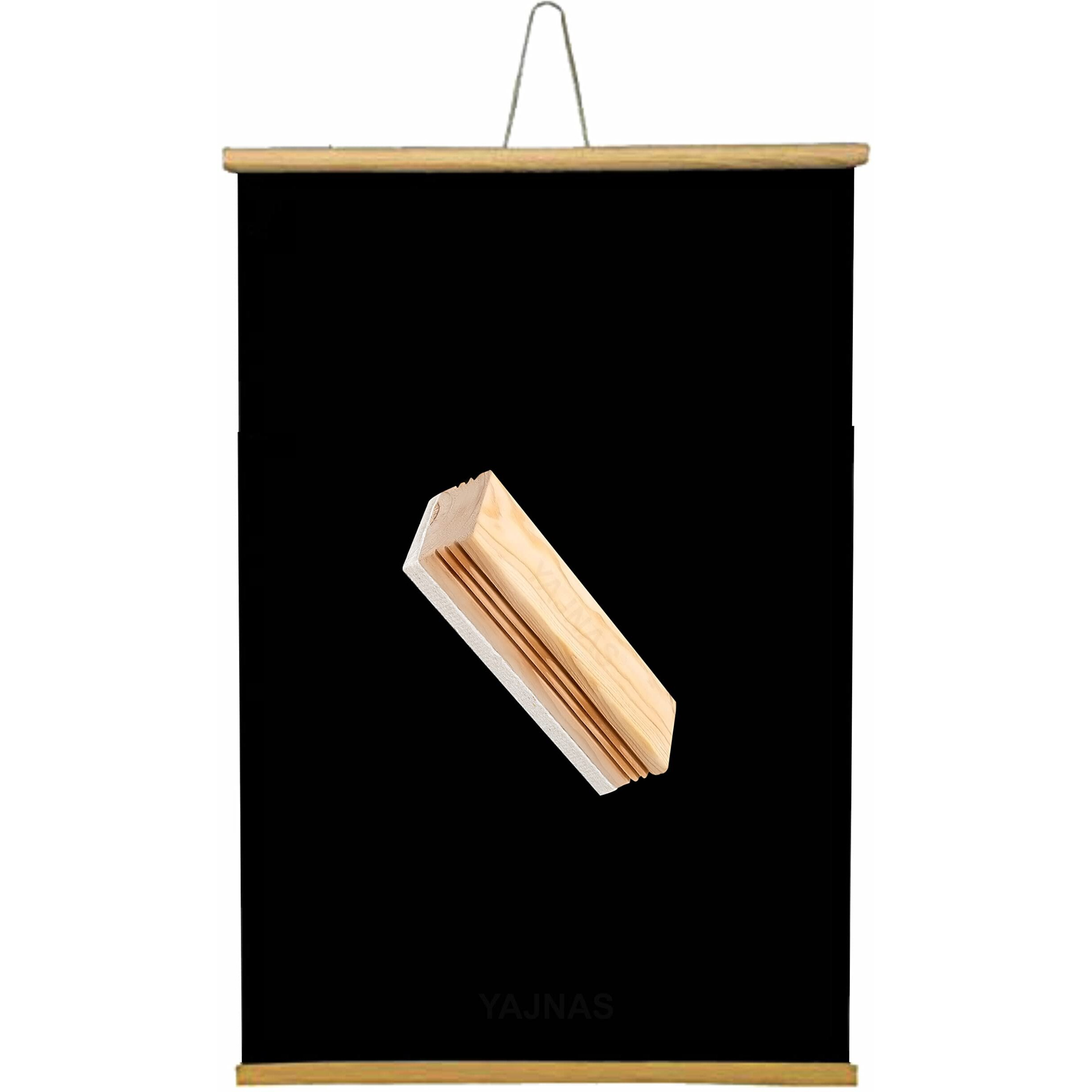 Yajnas 2X3 Feets (24X36 Inchs) Wall Hanging Non-Magnetic Black Roll Up Board With 1 Premium Wooden Duster Combo