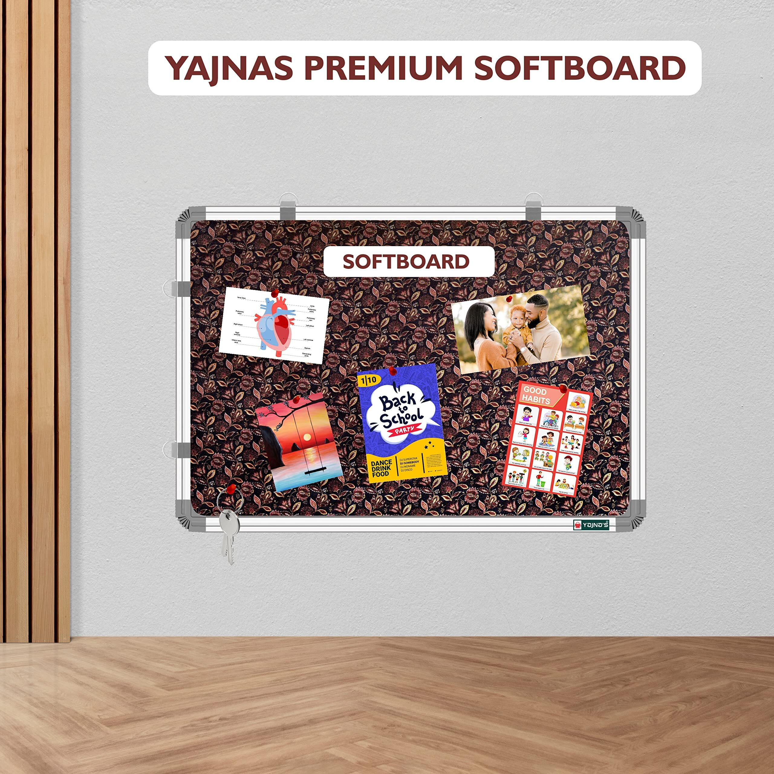Yajnas 16X23 Inch Premium Material Lotus Leaf Designed Notice Board/Soft Board/Bulletin Board/Pin-Up Display Board For Study Room, Office, School & Home Use