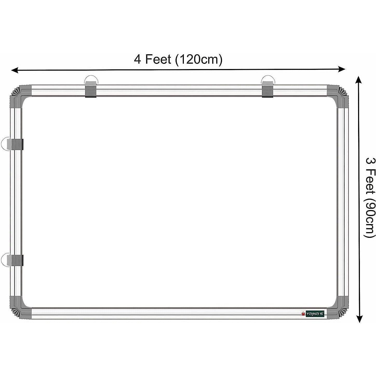 Yajnas 3X4 Feet (89X122 Cm) Magnetic Drywipe Whiteboard With 10 Magnets, 1 Eraser/Magnetic Duster, 1 Unit Of 30Cm Scale, And 2 Dry-Erase Markers For Home, Office, Coaching Class & School