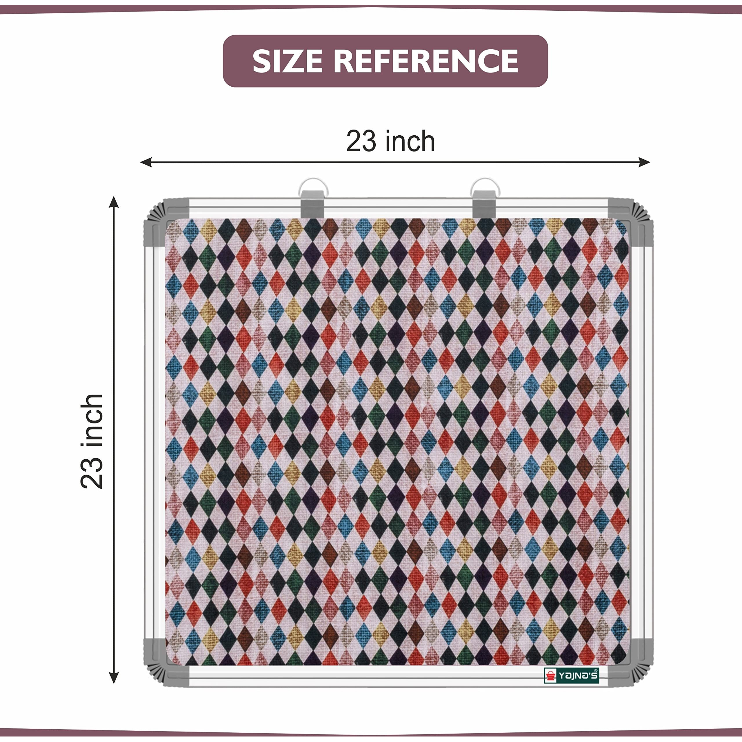 Yajnas 23X23 Inch Premium Material Diamond Dews Designed Notice Board/Soft Board/Bulletin Board/Pin-Up Display Board For Study Room, Office, School & Home Use