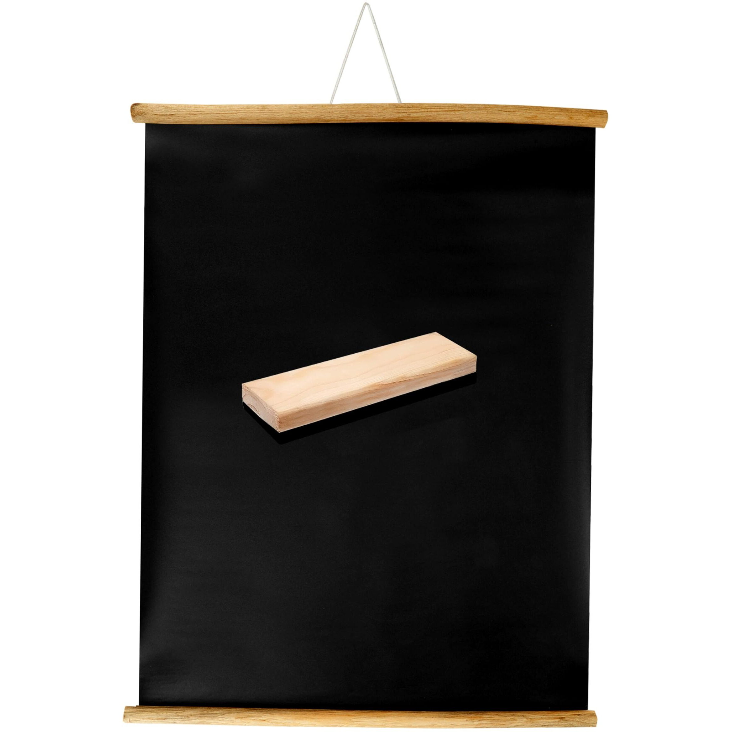 Eduway 20X30 Inch Wall Hanging Wooden Roll-Up Black Board/Chalkboard | For Home, Office, School, Kids | With 1 Premium Wooden Dusters (Set Of 1-50X76 Cms).