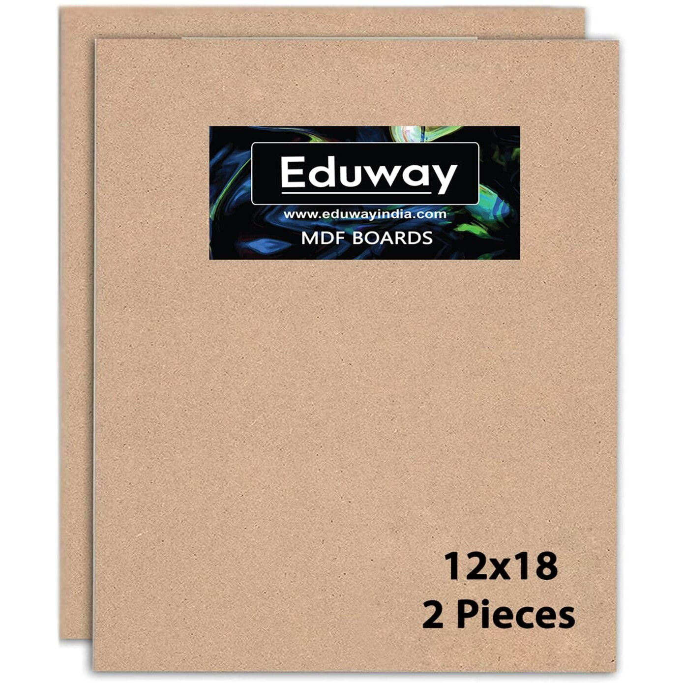 Eduway 12X18 Inch Mdf Board Wood Sheet For Mandala , Lippan, Resin Art & Craft, 4Mm Thick, Pack Of 2 - Premium Cardboard Material For Artists, Art And Craft Students - Hard Cutout In Small And Large Sizes (30X45 Cms)