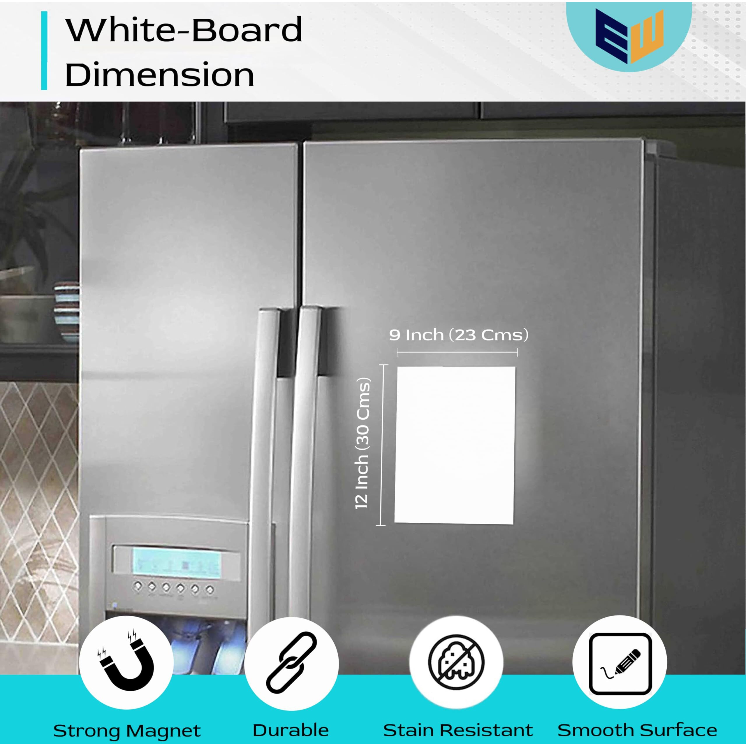 Eduway Magnetic Dry Erase White Board Sheet 9X12 Inch With Marker Pen | Whiteboard Sticker Roll For Refrigirator, Fridge, Metal Wardrobe, For Grocery List, Task Planner Etc. (Size - 23X30 Cms).