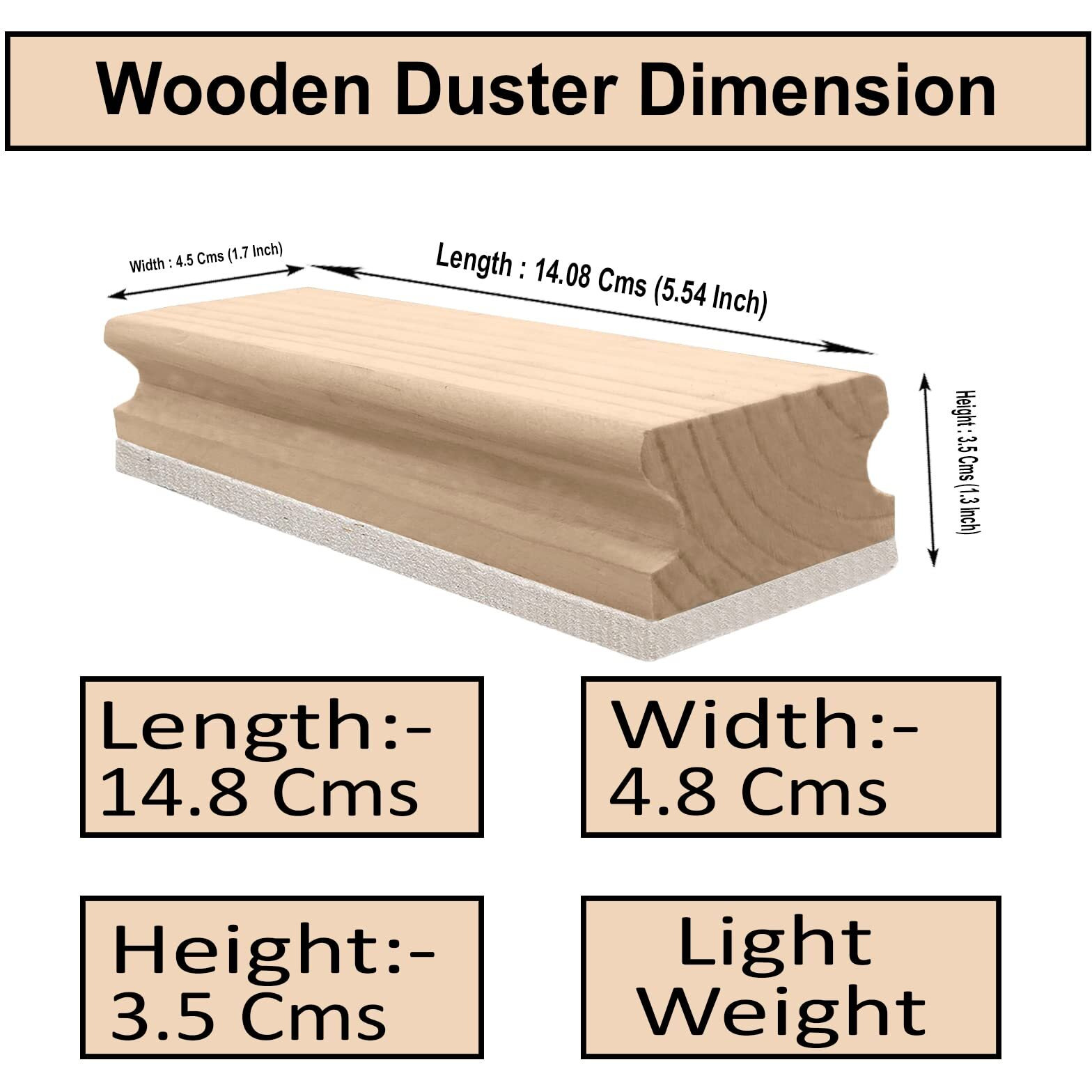 Eduway Premium Delta Wooden White Board/Chalkboard Wooden Duster Eraser | Perfect Clean For Blackboard & Durable | Ideal For Teacher, Office, Kids, And Home | Pack Of 1