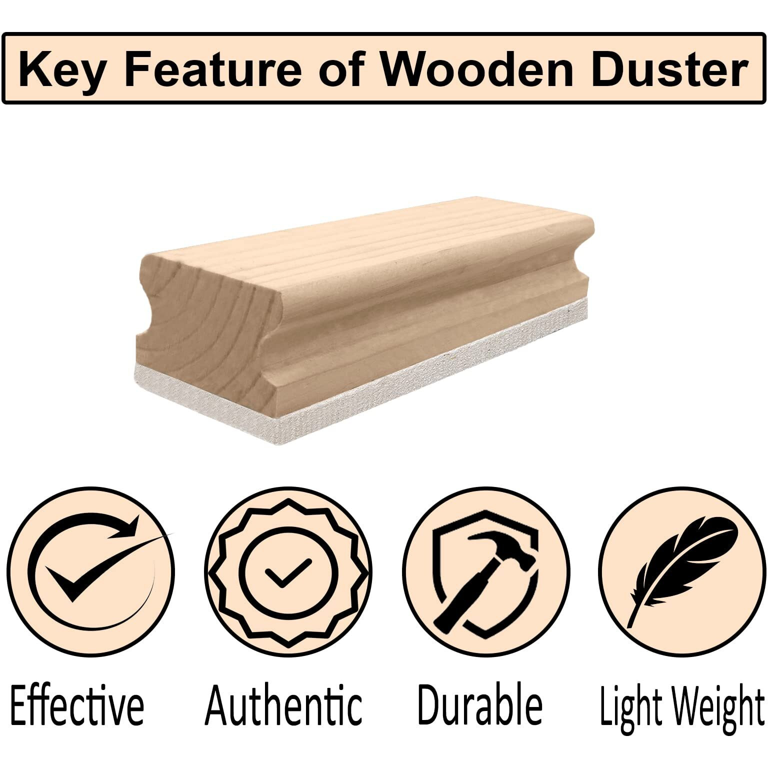 Eduway Premium Delta Wooden White Board/Chalkboard Wooden Duster Eraser | Perfect Clean For Blackboard & Durable | Ideal For Teacher, Office, Kids, And Home | Pack Of 1