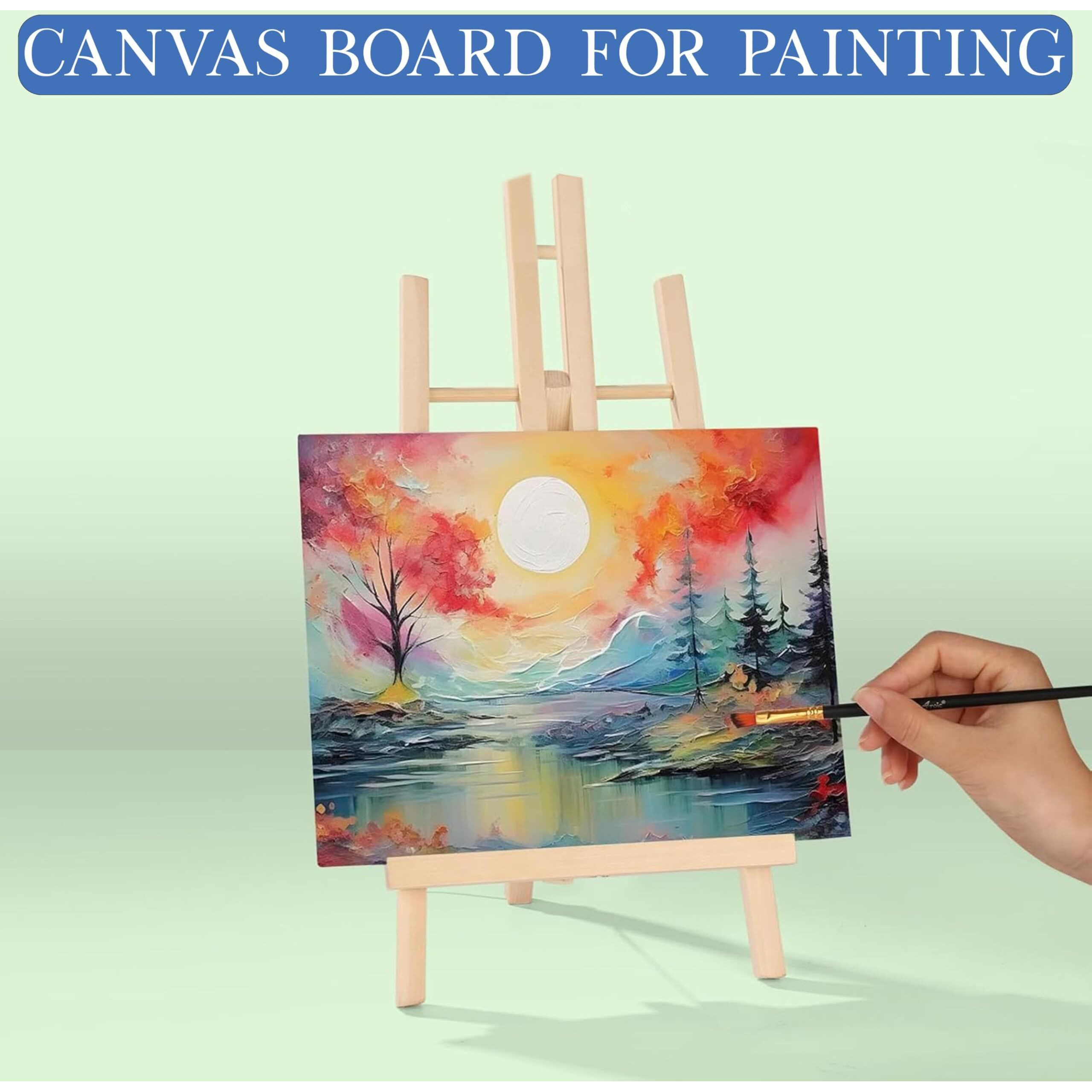 Eduway Canvas Board For Painting- (8X10 | 5X7 | 6X6) 3 Pcs Each | Premium Quality 7Oz Pre-Primed Cotton Canvas Board For Artists & Beginners | Ideal For Acrylic, Oil, Gouache, Pastels Colors ( Pack Of 9)