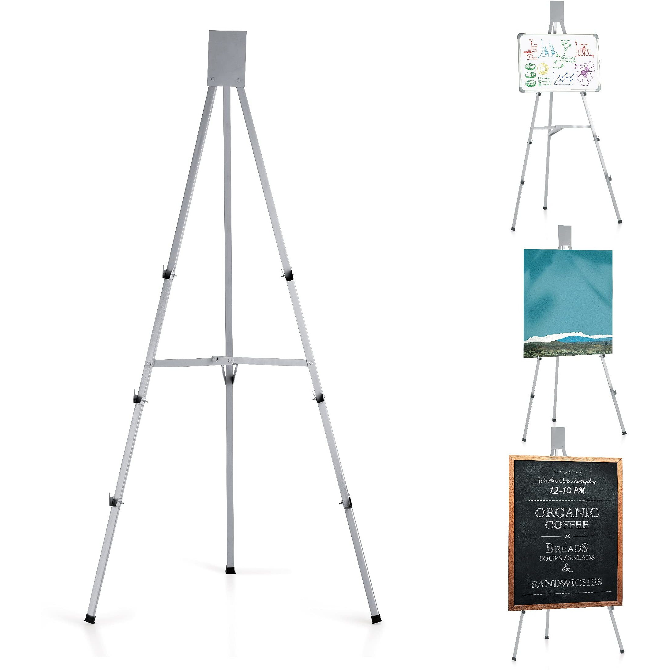 Eduway Delux Foldable Easel Stand For White Board/Pin- Up/Bulletin/Canvas/Advertising/Presentation Display In Office, Home, Class | Adjustable Upto 5X3 Feet Whiteboard (Grey)