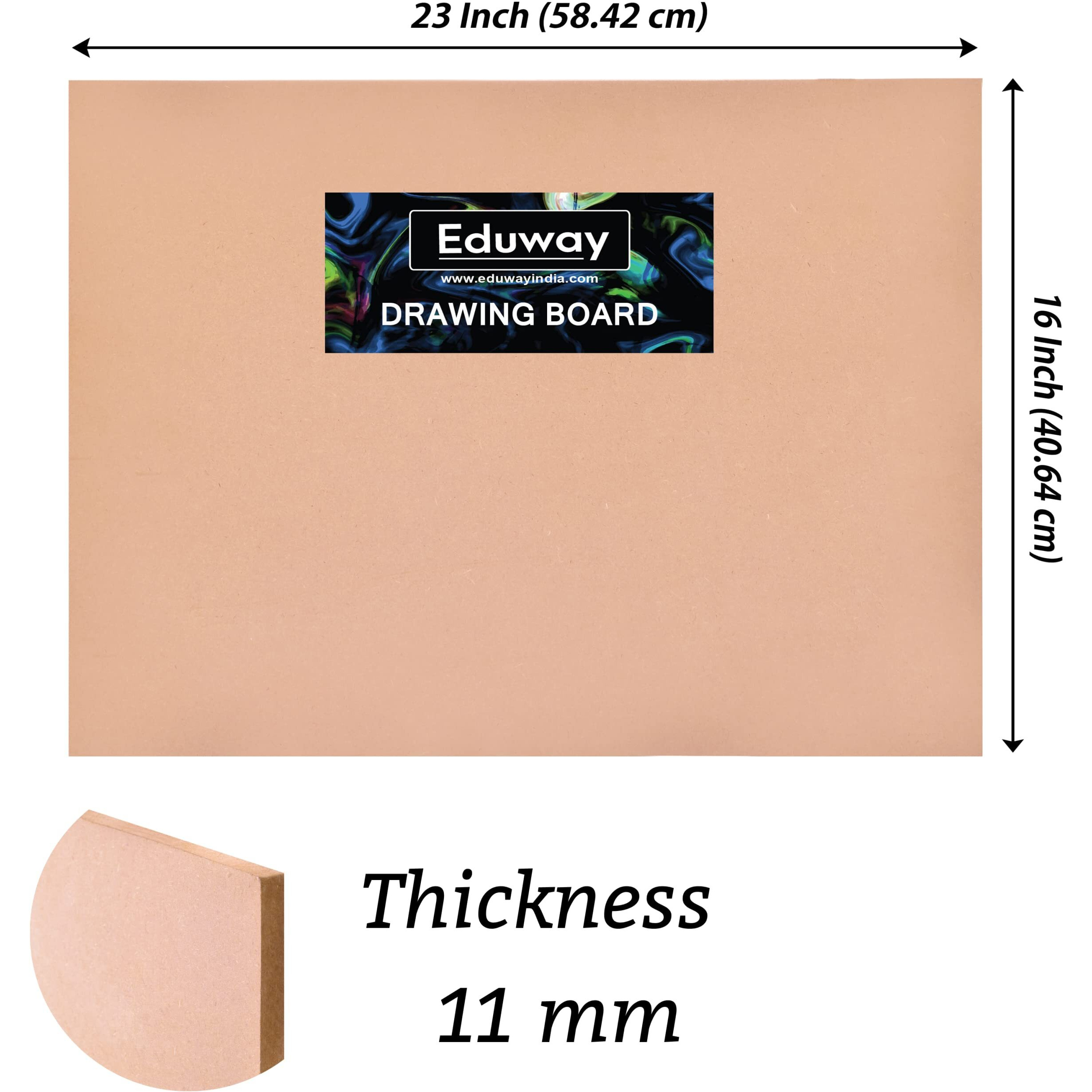 Eduway 16X23 Inches Versatile Drawing Board | Full Imperial A2 Size For Artist, Student, Kids & Engineering Drawings | Ideal For Painting, Sketching, Art & Crafts | With 4 Metal Clips