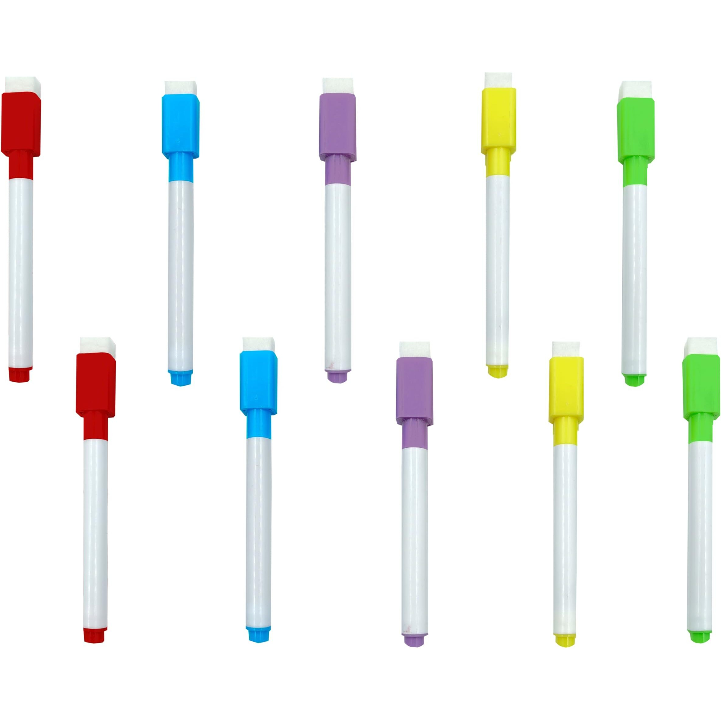 Eduway Dry Erase Whiteboard Marker Set Of 10 With Eraser Cap |Refillable Black Marker Pens |Easily Erasable Ink | Perfect For Writing On White Board Premium Writing Supplies - (Pack Of 10)(Black),