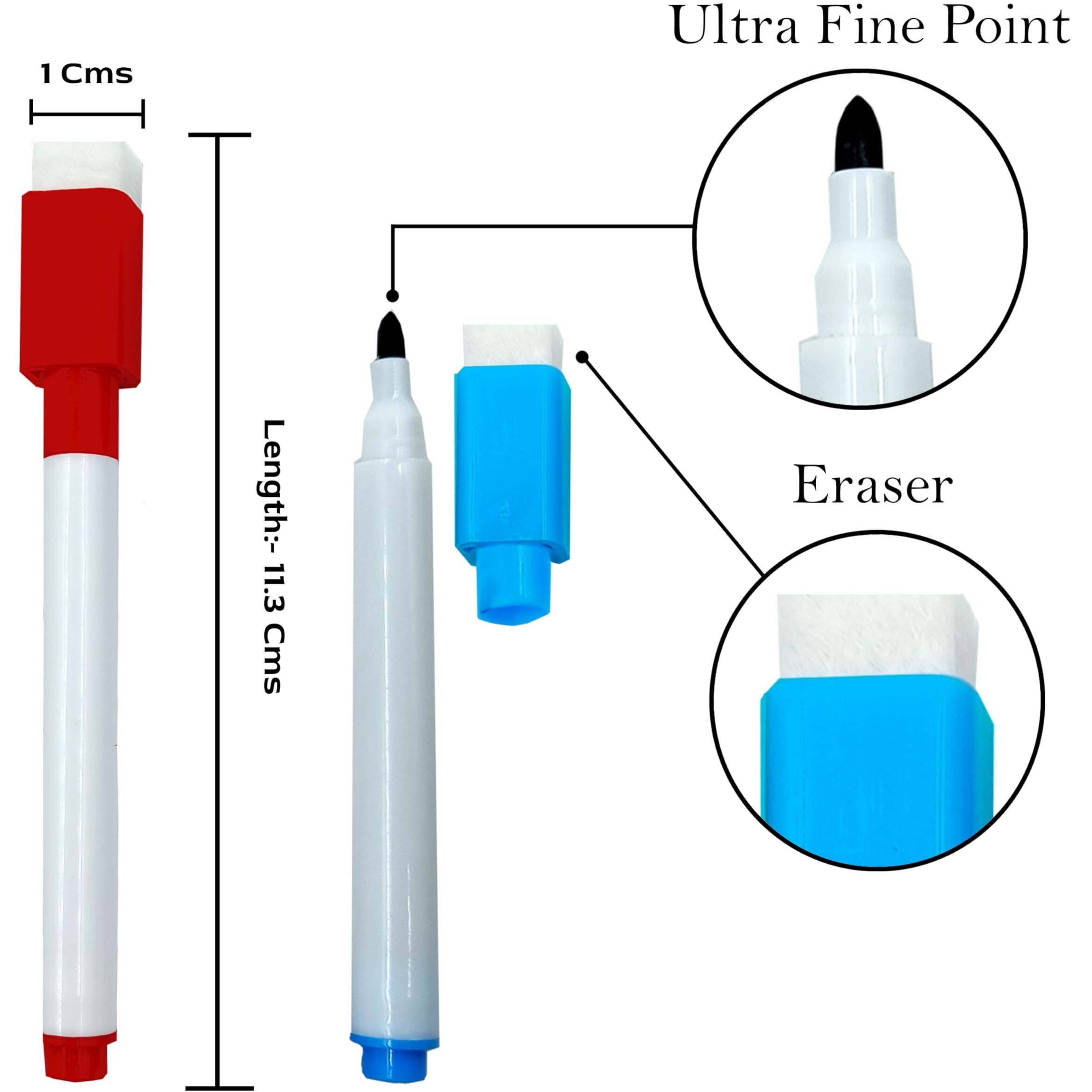 Eduway Dry Erase Whiteboard Marker Set Of 10 With Eraser Cap |Refillable Black Marker Pens |Easily Erasable Ink | Perfect For Writing On White Board Premium Writing Supplies - (Pack Of 10)(Black),