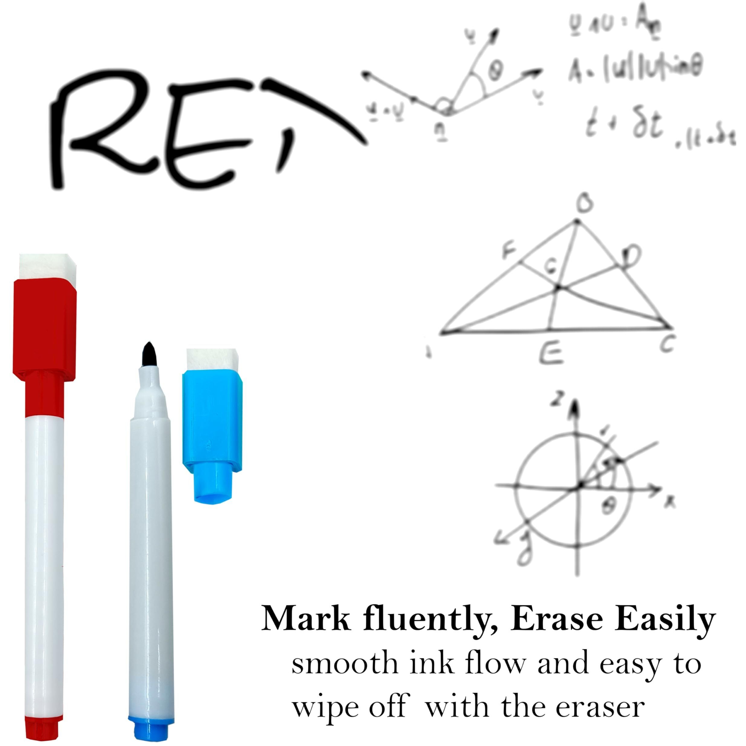 Eduway Dry Erase Whiteboard Marker Set Of 10 With Eraser Cap |Refillable Black Marker Pens |Easily Erasable Ink | Perfect For Writing On White Board Premium Writing Supplies - (Pack Of 10)(Black),