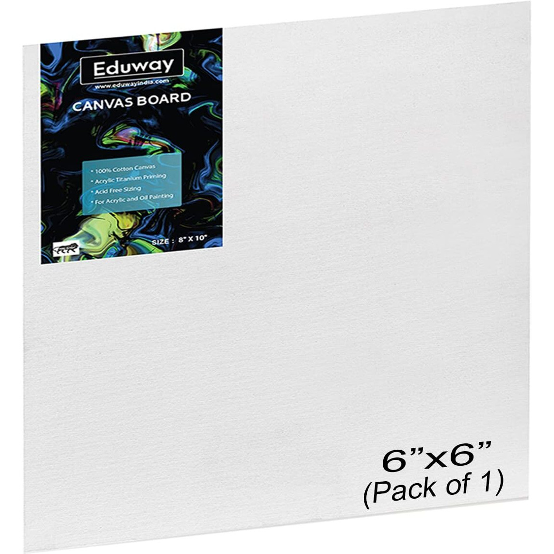 Eduway Canvas Board For Painting- (6X6) | Premium Quality 7Oz Pre-Primed Cotton Canvas Board For Artists & Beginners | Ideal For Acrylic, Oil, Gouache, Pastels Colors (Pack Of (15X15 Cms).