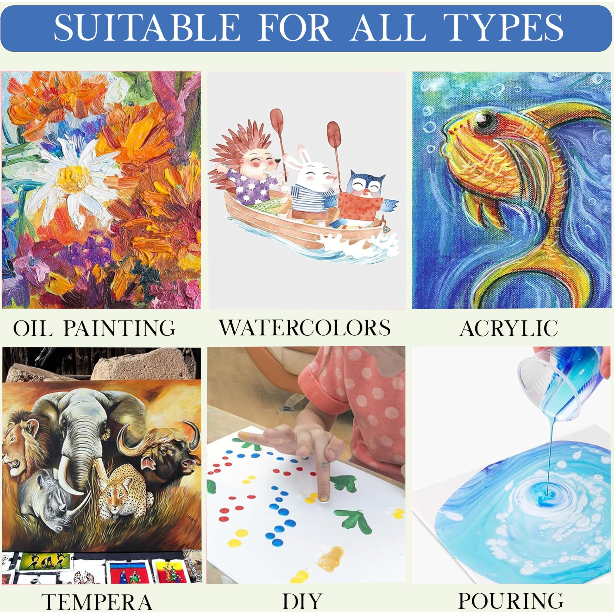 Eduway Canvas Board For Painting- 18X24 Pof 2 | Premium Quality 7Oz Pre-Primed Cotton Canvas Board For Artists & Beginners | Ideal For Acrylic, Oil, Gouache, Pastels Colors (Pack Of (46X61 Cms)