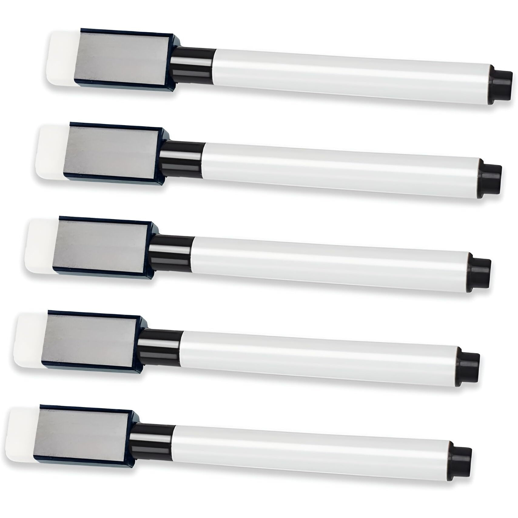 Eduway Magnetic Marker For White Board | Dry Erase Magnetic Pen For Fridge With Eraser Cap | Ultra Fine Tip & Low-Odor Erasable Markers | Perfect For Office, School & Classroom | Pack Of 5 (Black)