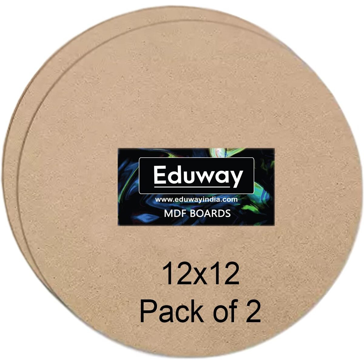 Eduway 12 Inch Round Mdf Board For Mandala, Lippan, Resin Art & Craft, 4Mm Thick,Pof 2 Premium Cardboard Material For Artists, Art & Craft - Hard Cutout In Small And Large Sizes (30X30 Cms)