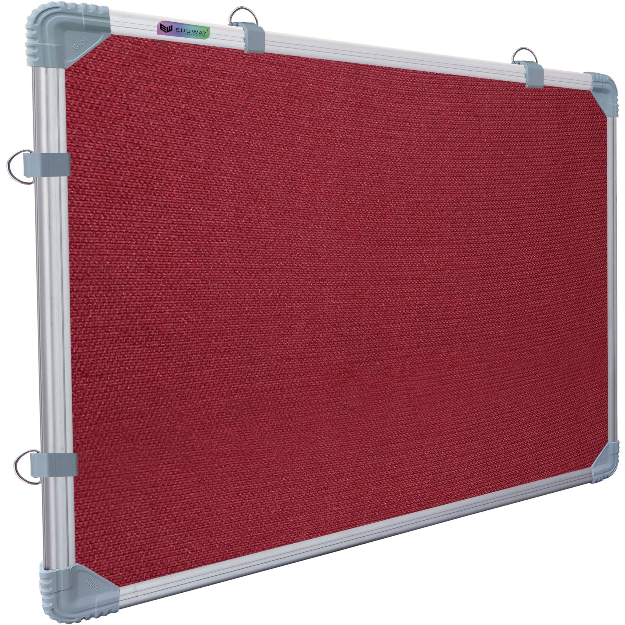 Eduway 2X3 Feet Small Pin Up Board/Notice Board/Bulletin Board/Soft Board/Display Board With High Resilience Foam Fabric For School, Office, Home With (20 Push Up Pins) (Maroon- 89X59 Cms)//