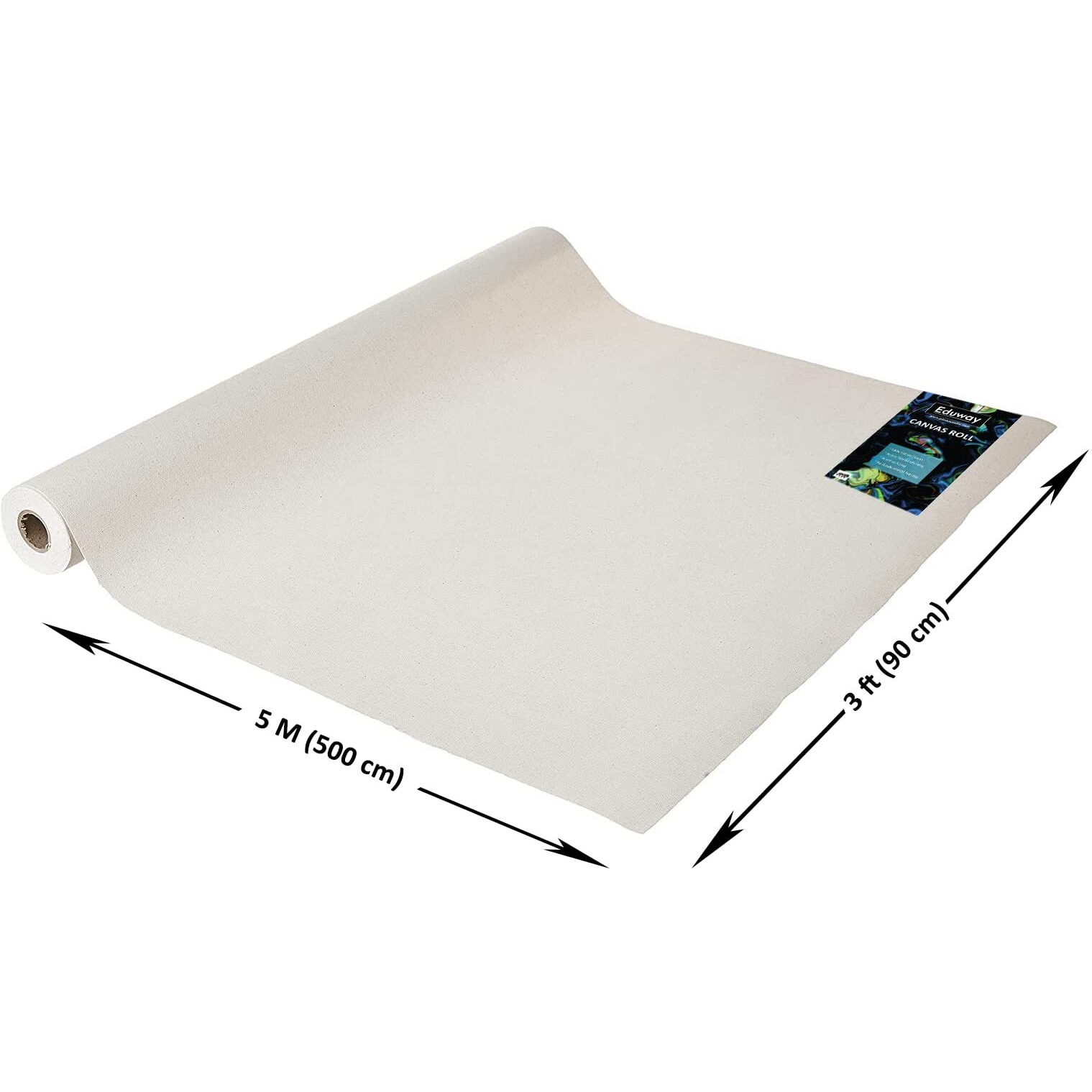Eduway Cotton Canvas Roll For Painting, Artist' Series, White, Width 36" (900 Mm), Length 5 Meter (36Inch X 5 Meter)
