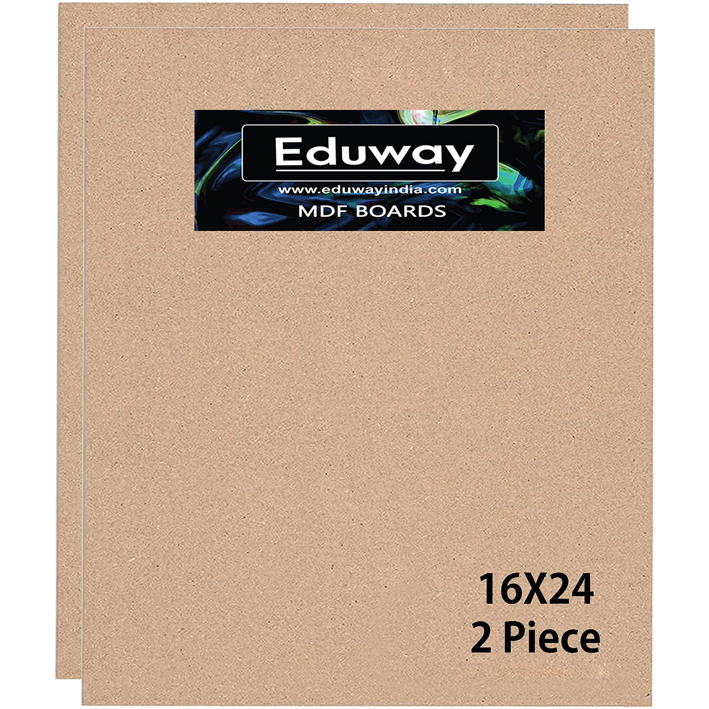 Eduway 16X24 Inch Mdf Board Wood Sheet For Mandala , Lippan, Resin Art & Craft, 4Mm Thick, Pack Of 2 - Premium Cardboard Material For Artists, Art And Craft Students - Hard Cutout In Small And Large Sizes (40X60 Cms)