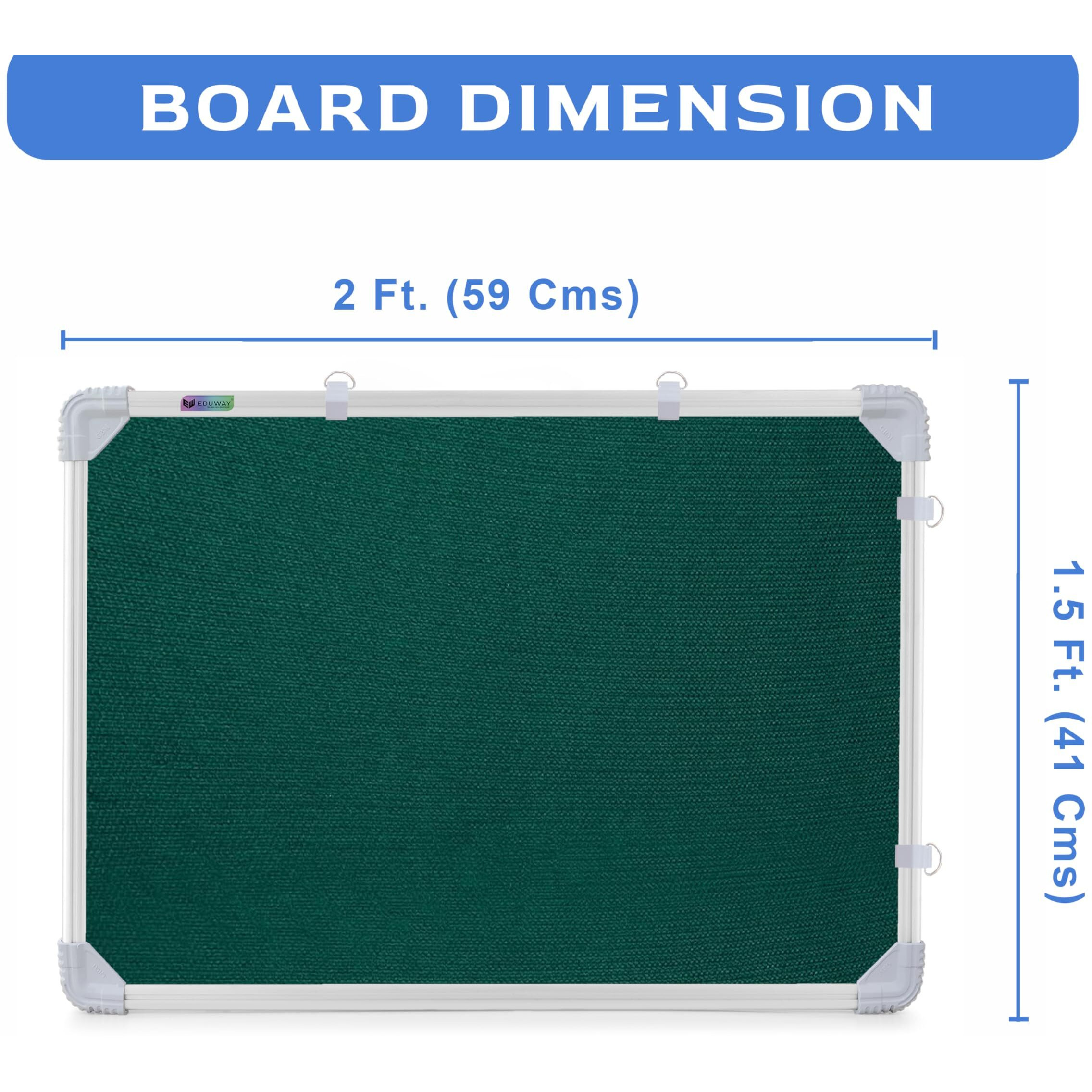 Eduway 1.5X2 Feet Notice Board/Pin Up Board/Bulletin Board/Display Board/Soft Board With High Resilience Foam Fabric For School, Office, Home With (20 Push-Up Pins)` (Green- 41X59 Cms)