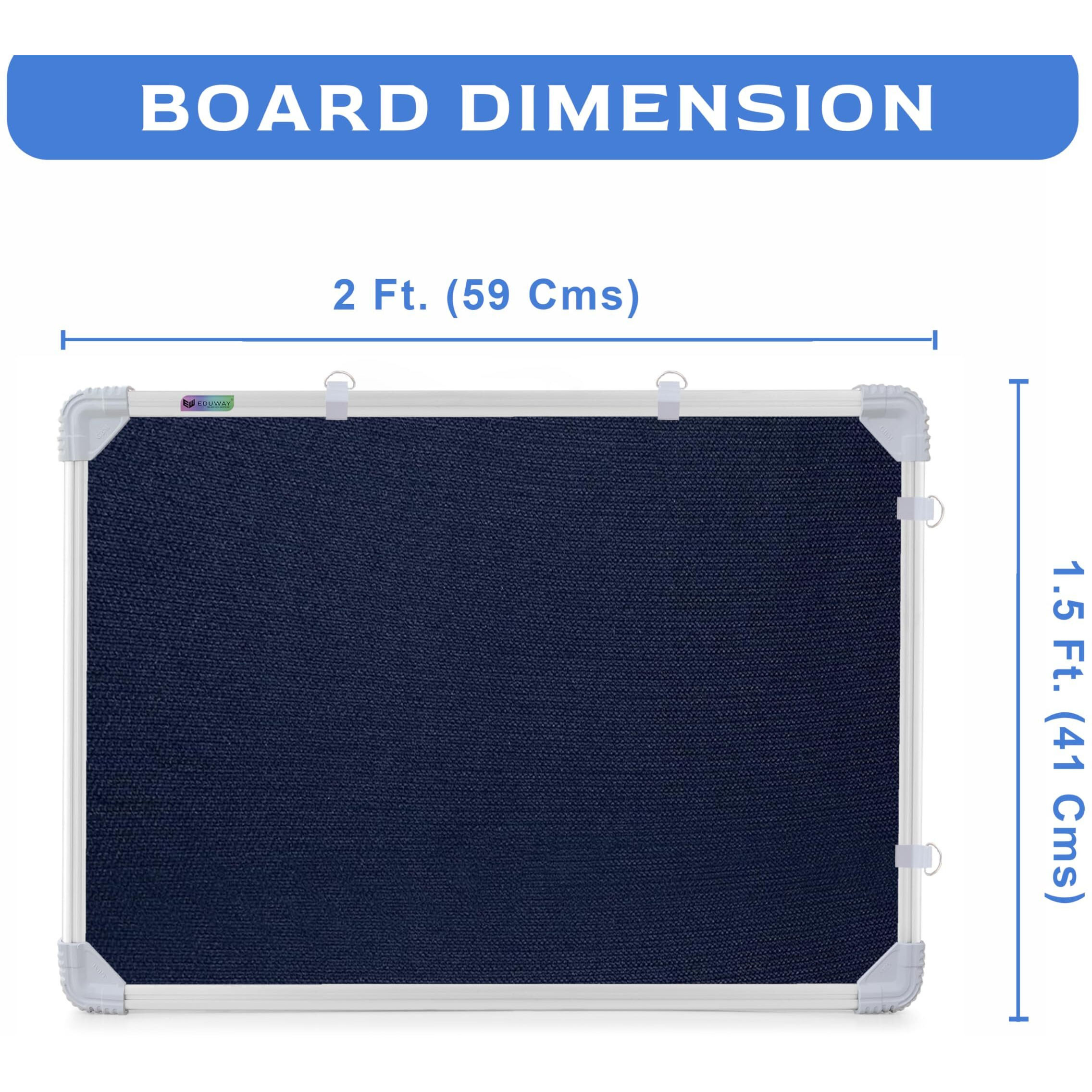 Eduway 2X1.5 Feet Notice Board/Pin Up Board/Bulletin Board/Display Board/Soft Board With High Resilience Foam Fabric For School, Office, Home With (20 Push-Up Pins), (Blue - 41X59 Cms)'