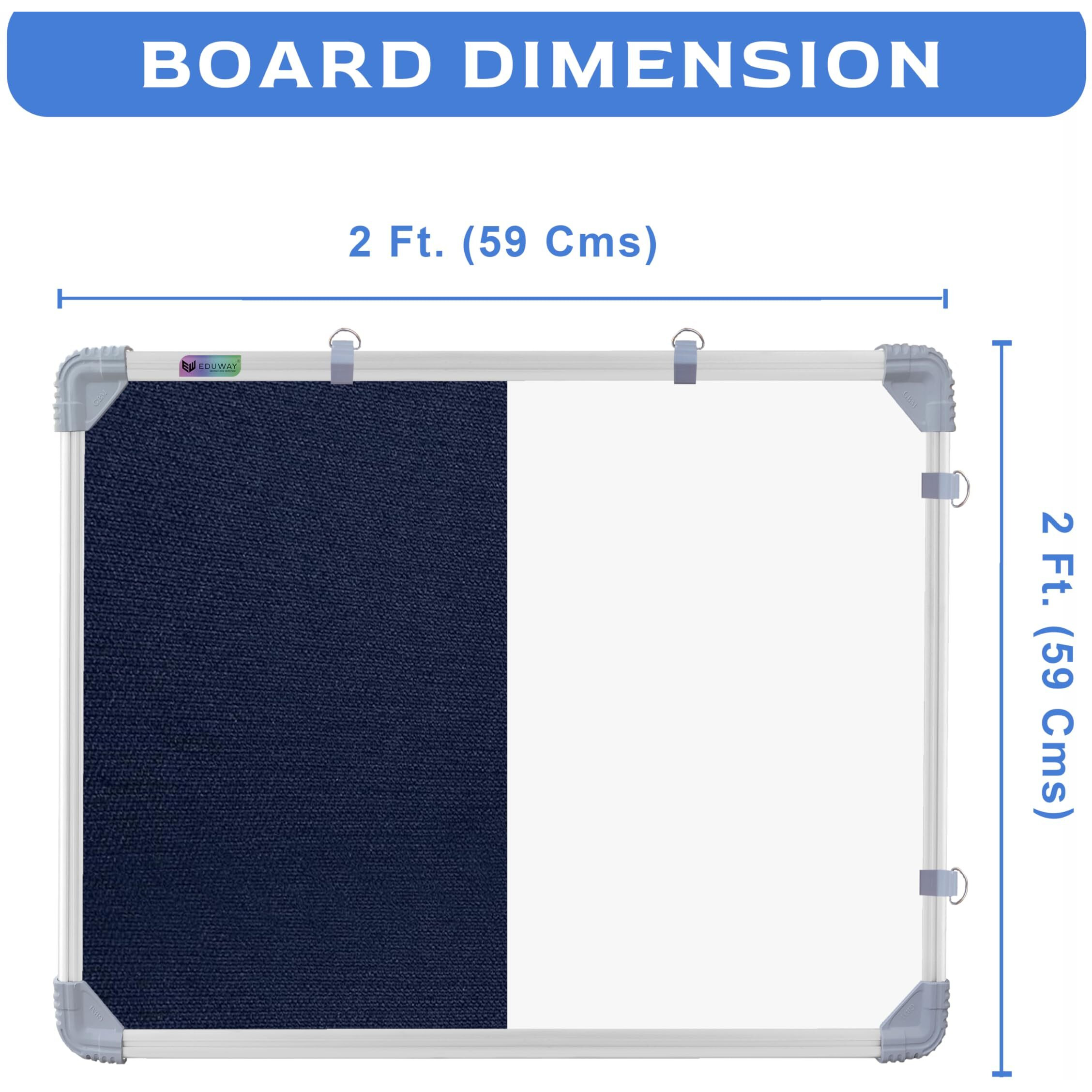Eduway 2X2 Feet Notice Board/Pin Up Board/Bulletin Board/Display Board/Soft Board With Fabric For School, Office, Home With (30 Push-Up Pins), (59X59 Cms)`