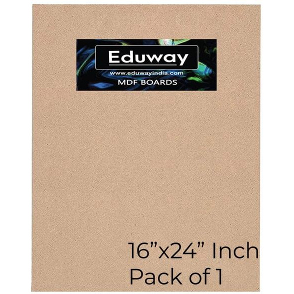Eduway 16X24 Inch Mdf Board Wood Sheet For Mandala , Lippan, Resin Art & Craft, 4Mm Thick, Pack Of 1 Premium Cardboard Material For Artists, Art And Craft Students - Hard Cutout In Small And Large Sizes (40X60 Cms)