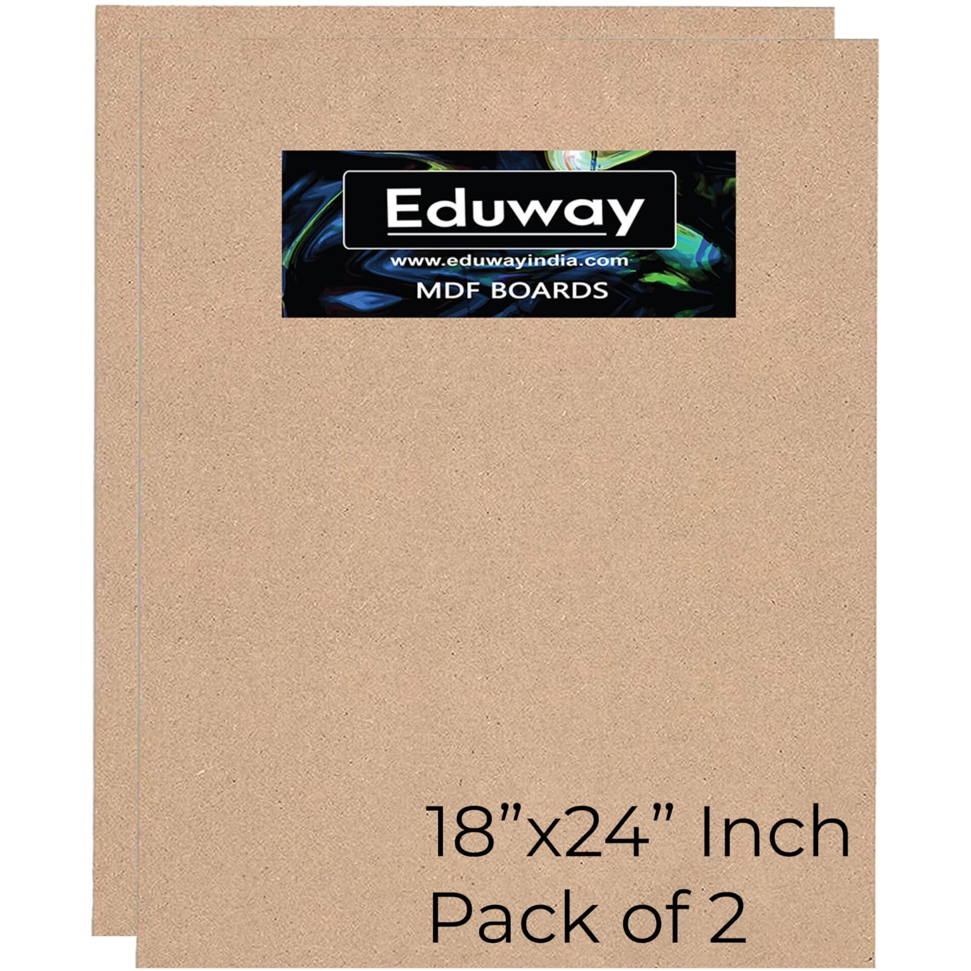 Eduway A2 18X24 Inch Mdf Board Wood Sheet For Mandala, Lippan, Resin Art & Craft, 4Mm Thick, Pack Of 2 - Premium Cardboard Material For Art, Artists And Craft Students - Hard Cutout In Small And Large Sizes (45X60 Cms)