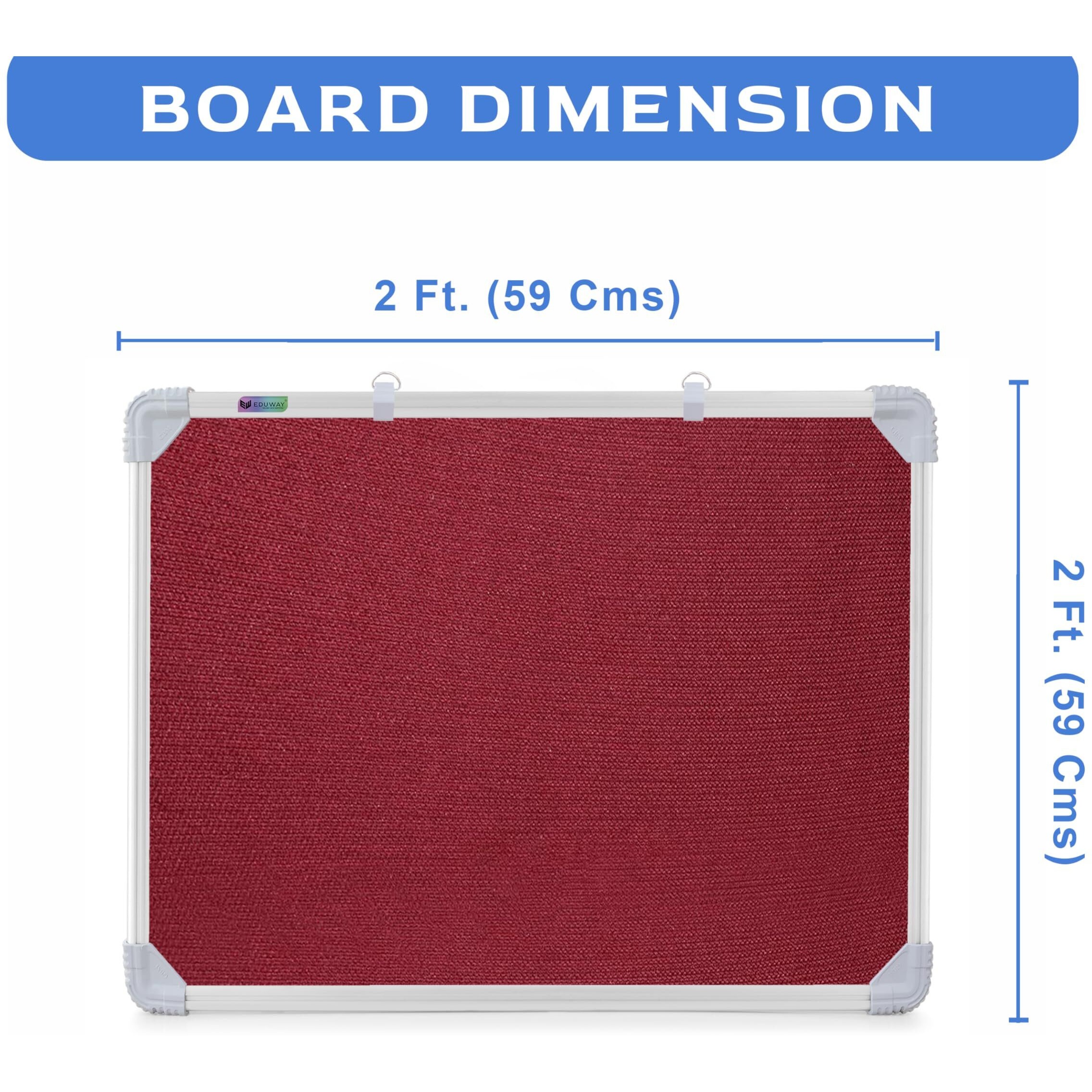 Eduway 2X2 Feet Notice Board/Pin Up Board/Bulletin Board/Display Board/Soft Board With High Resilience Foam Fabric For School, Office, Home With (20 Push-Up Pins), (Maroon- 59X59 Cms)'