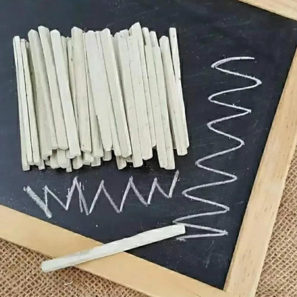 Eduway 100 Pcs Slate Chalk Pencil Bitti | Natural Organic Limestone Chalk Pencil For Writing & Creative | Non-Toxic Pure Natural Earthy Slate Bar Box For Black & Green Board | (Saleti Chalk)