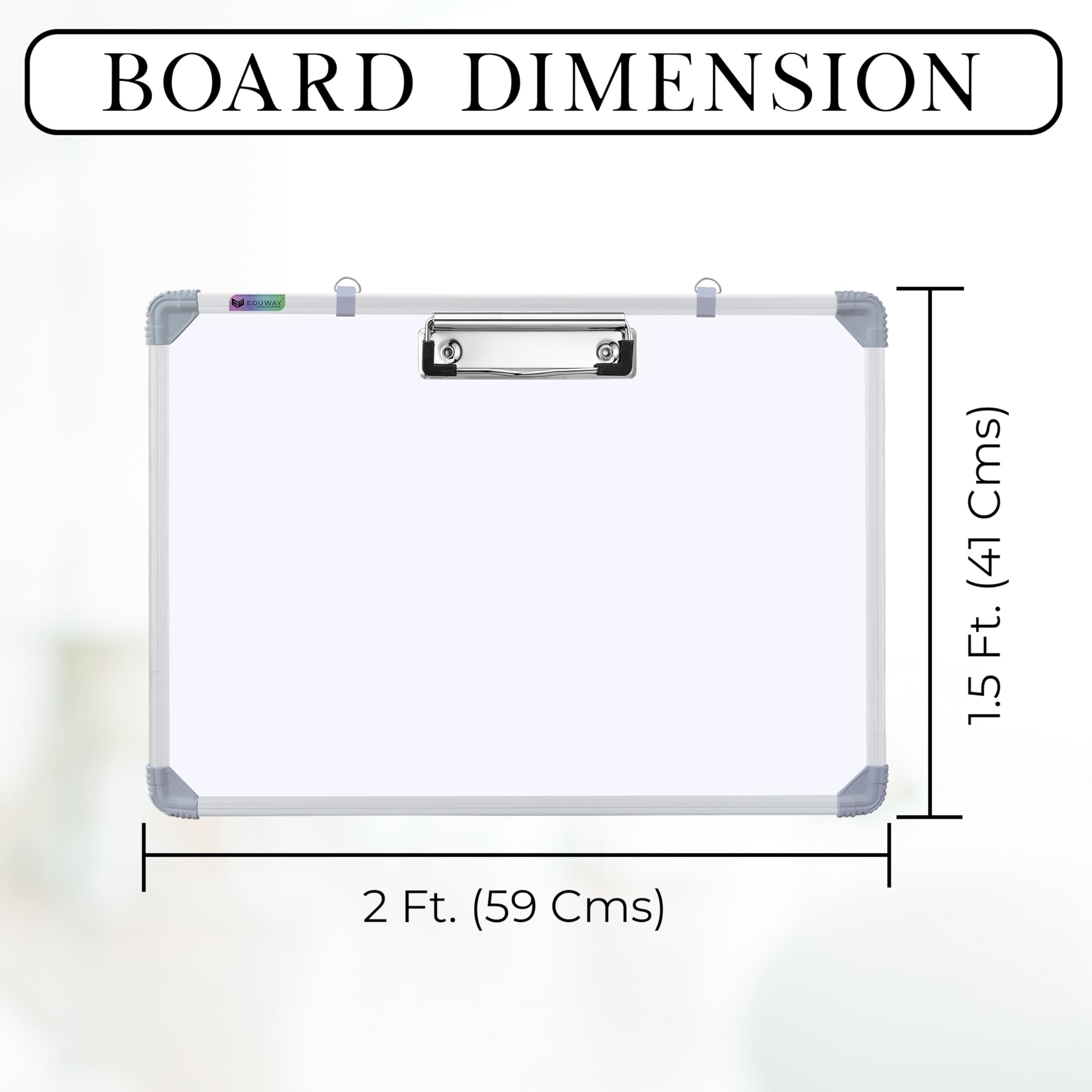Eduway Magnetic Dry Erase 2X1.5 Feet White Board With Stand | Standing Whiteboard | Table Top With Paper Clip For Study, Learning, Etc. With 1 Cap-Duster Marker - 23X17 Inches